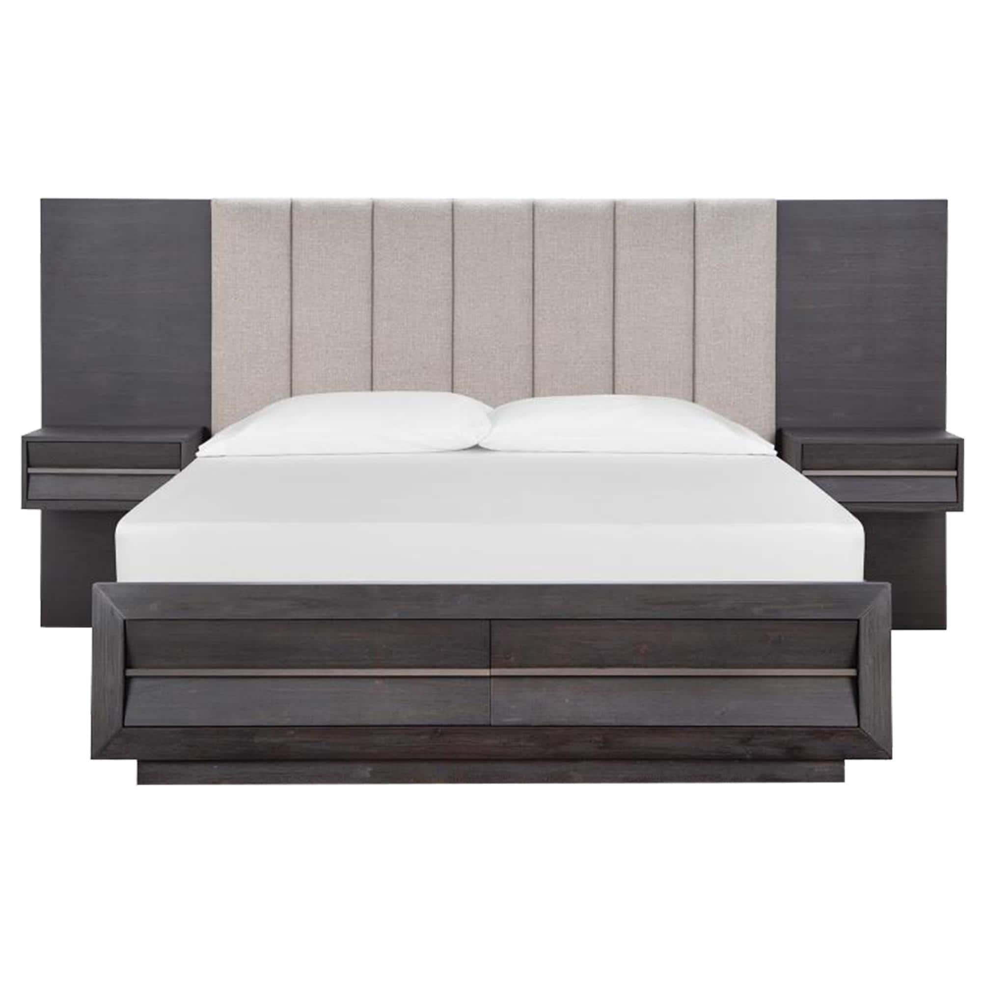 Tufted Full Size Bed With Footboard Tv Mount Lorraine Tufted