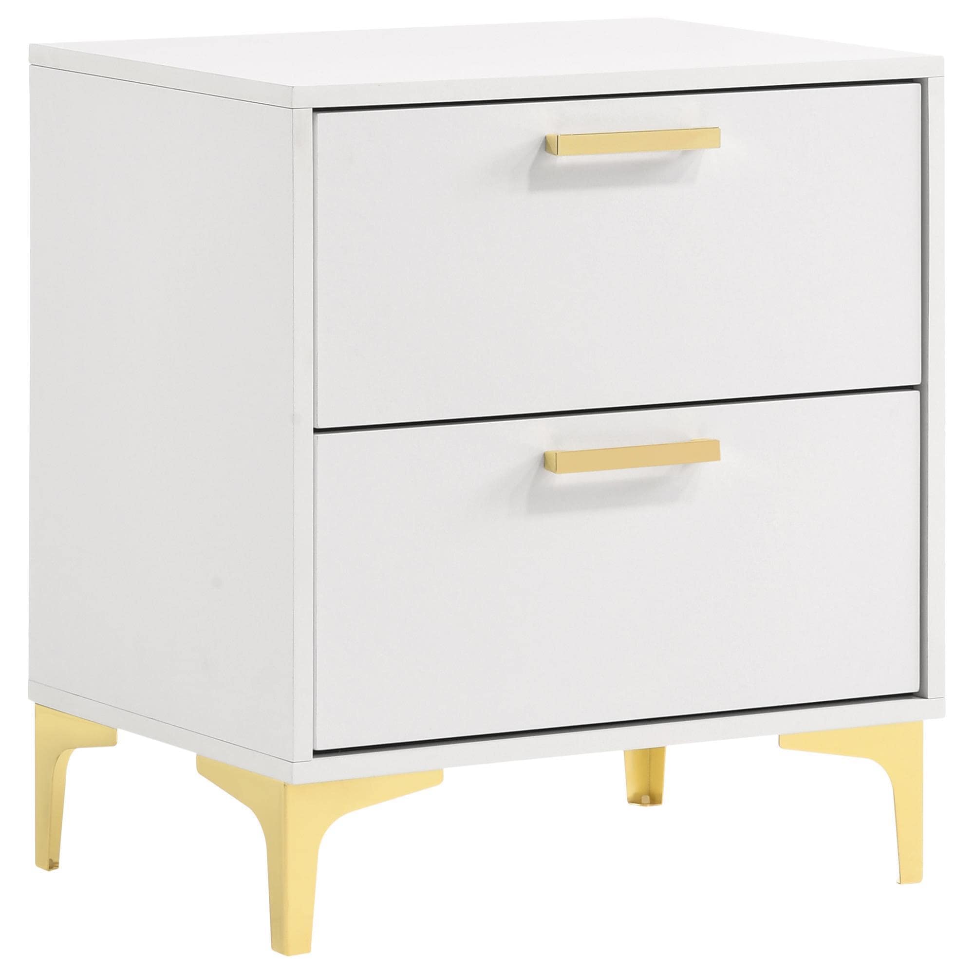 Pacific Landing Kendall 2-Drawer Nightstand in Gold and White