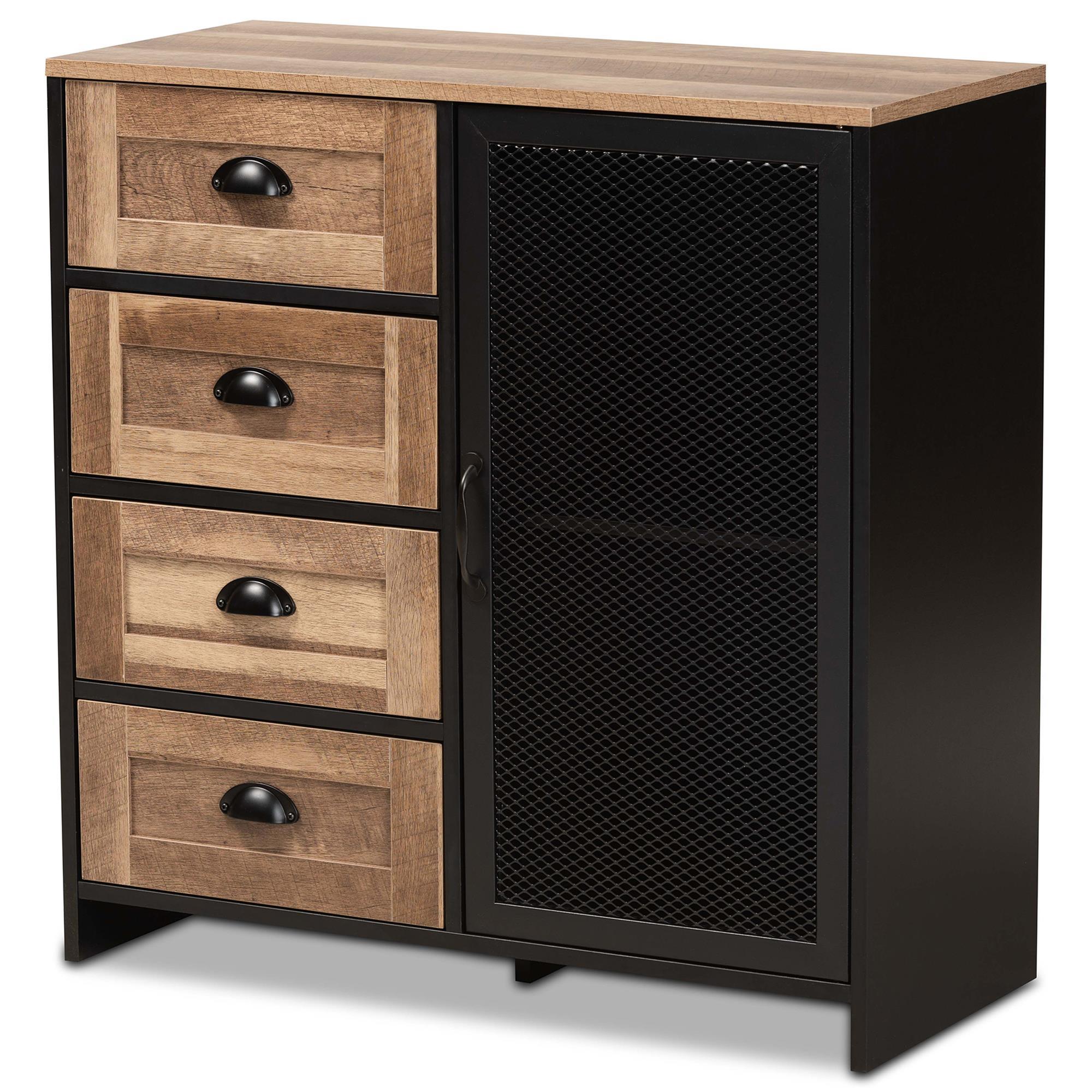 Baxton Studio Connell Sideboard Buffet in Natural Brown and Black NFM