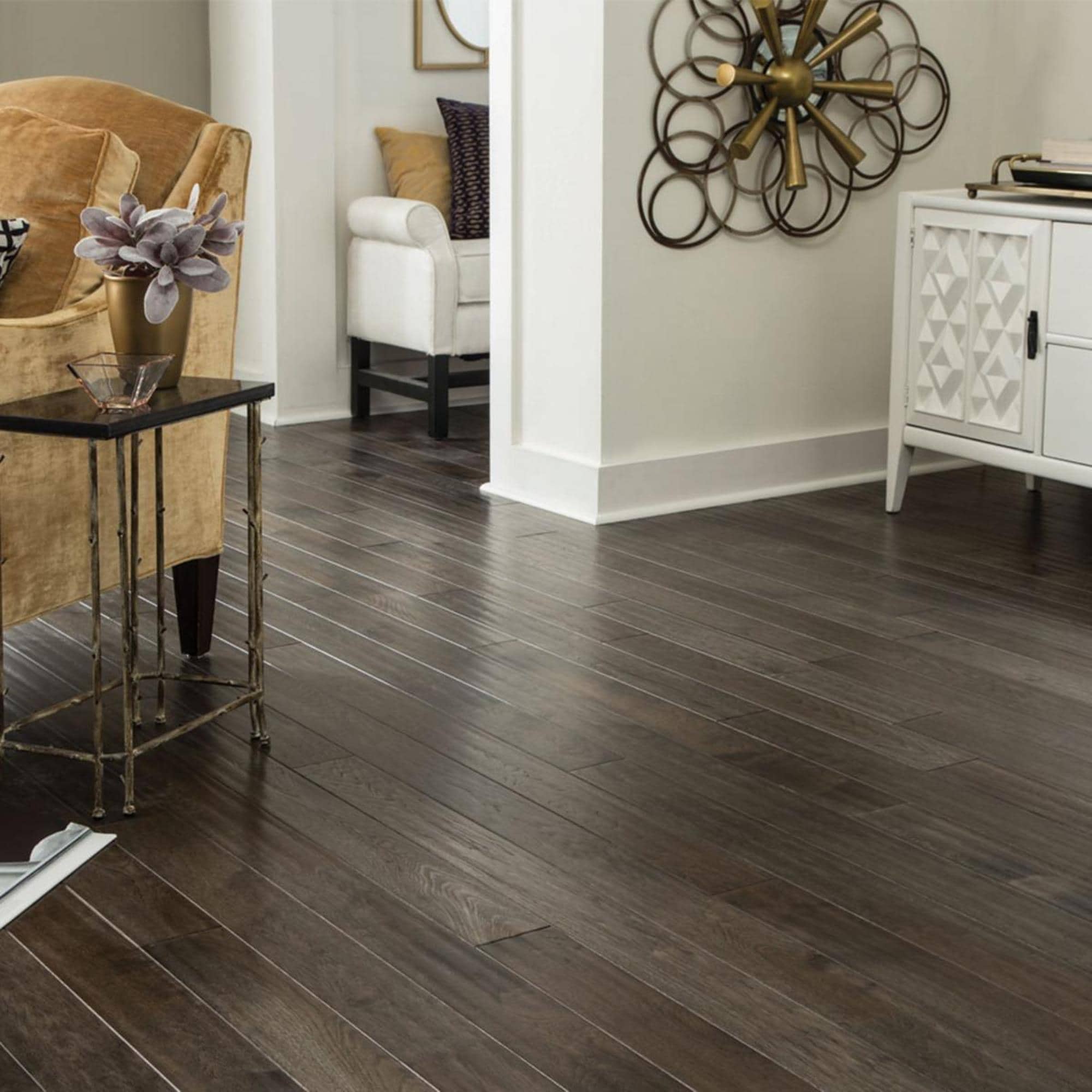 Mullican Flooring Knob Creek 4" Granite Hickory Hand Scraped Hardwood |  Nebraska Furniture Mart