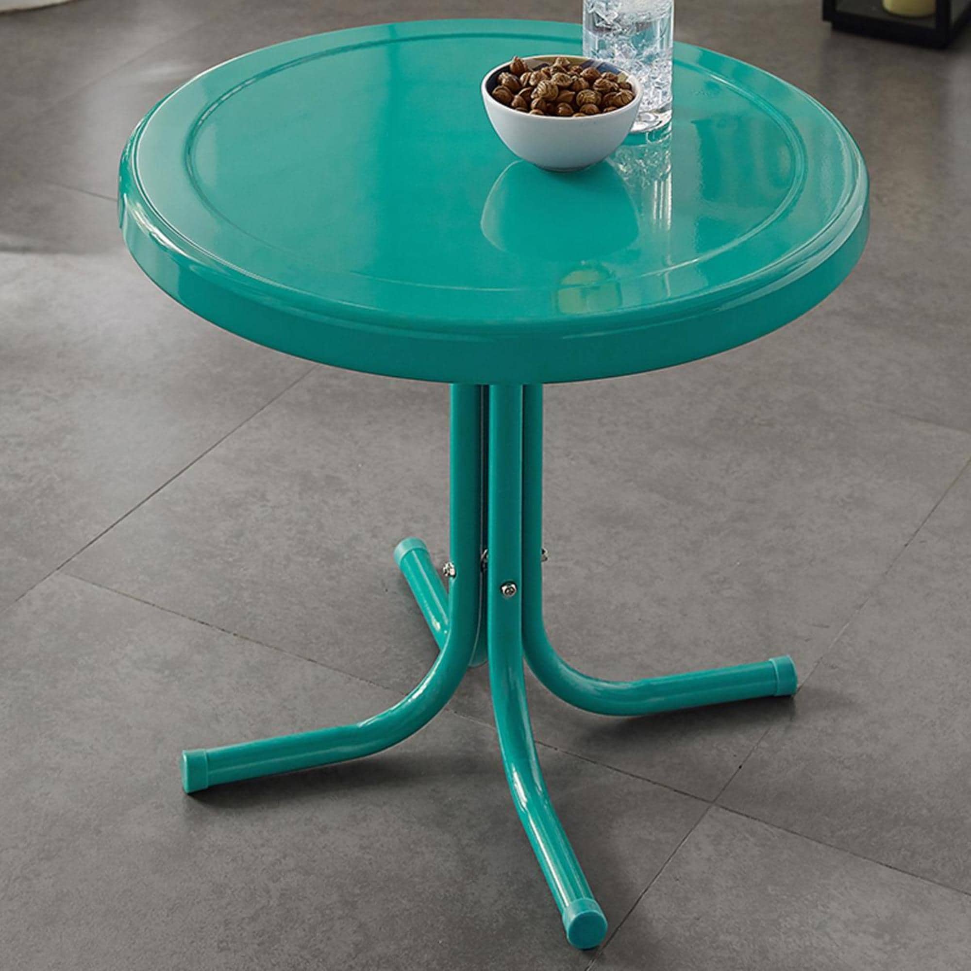 Griffith Metal Side Table In Turquoise Nebraska Furniture Mart Griffith Metal Side Table In Turquoise, Turquoise Metal Outdoor Table