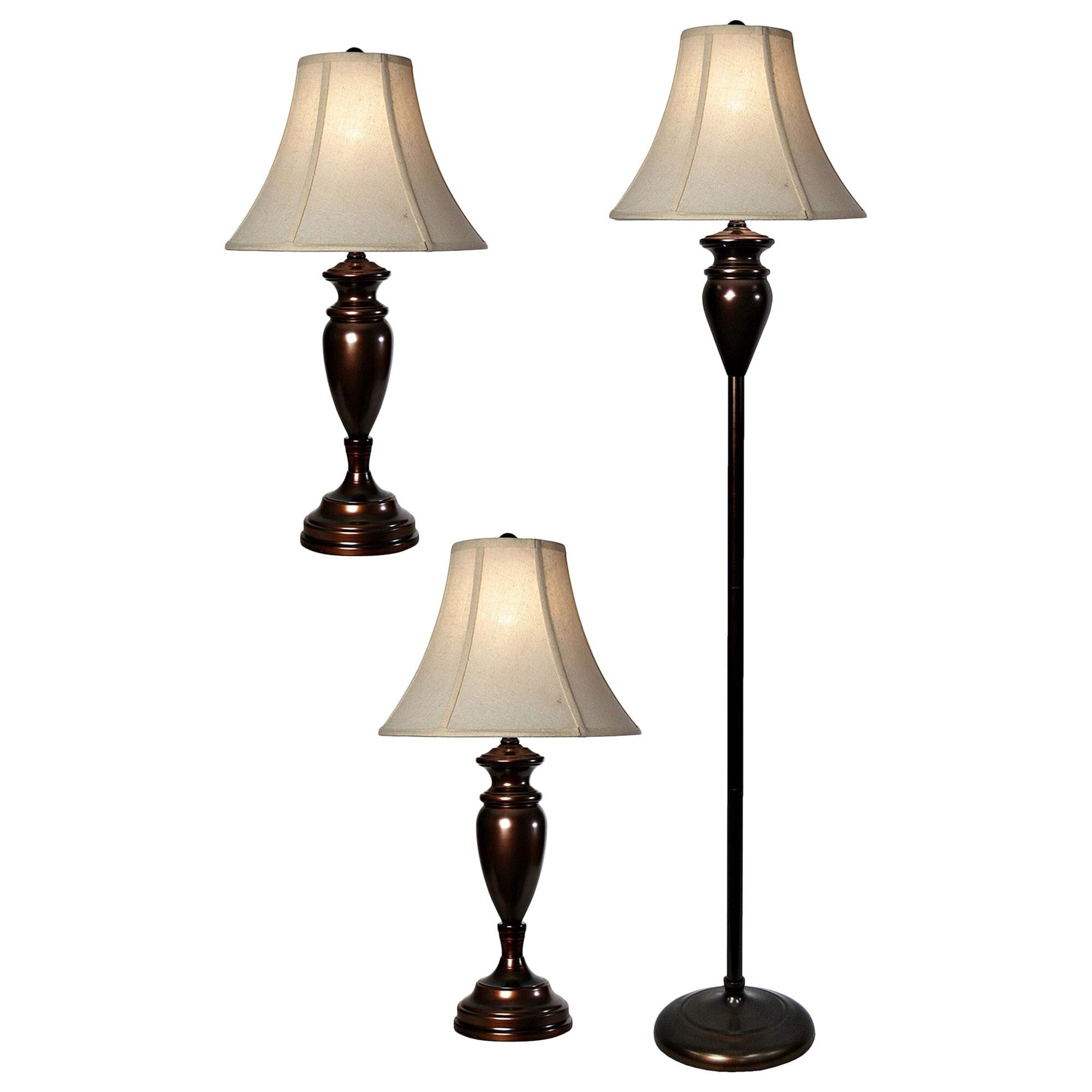 Flair Industries Floor and Table Lamp Set in Smooth Bronze (Set of 3) NFM