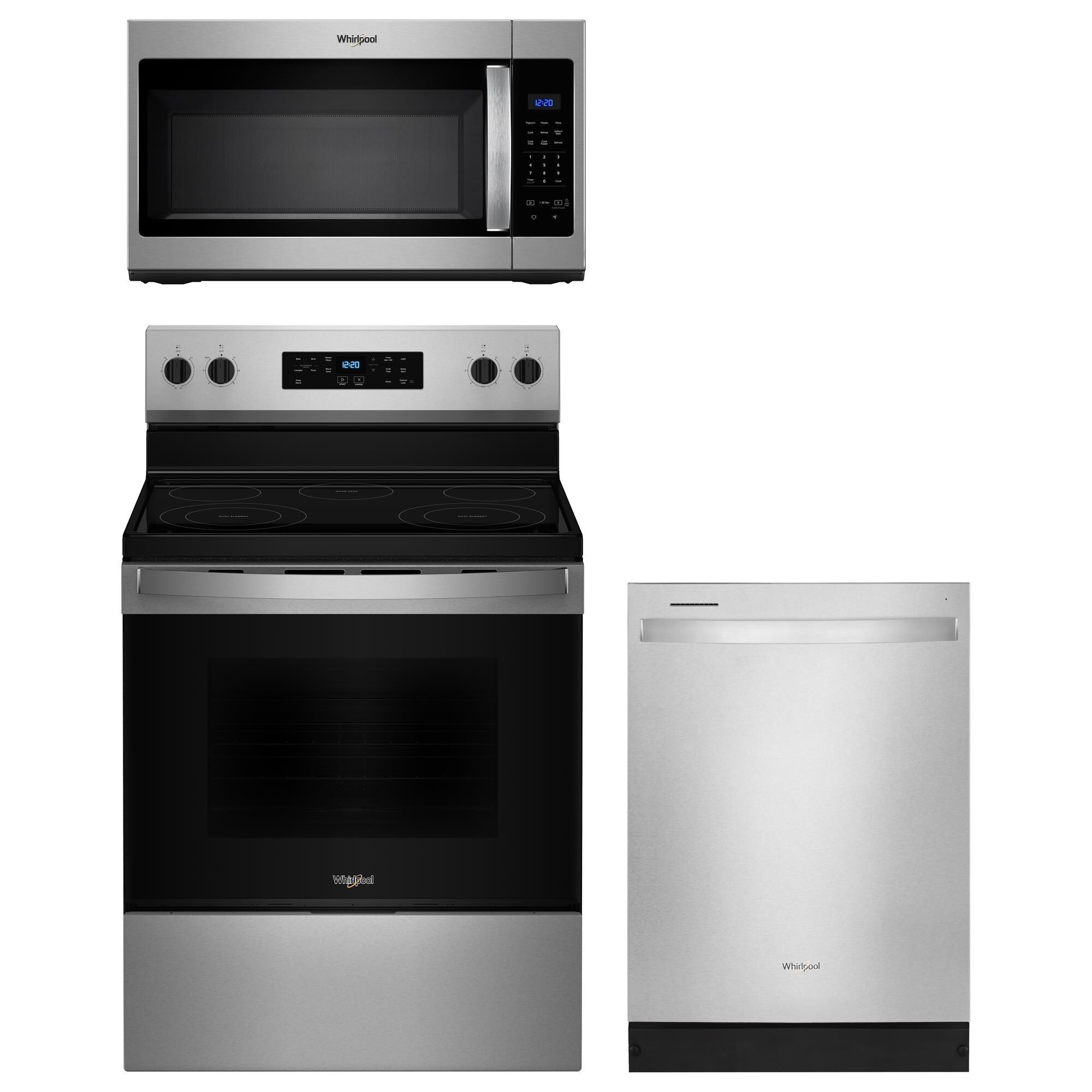 Whirlpool 3-Piece Kitchen Package with 5.3 Cu. Ft. Electric Range, 1.7
