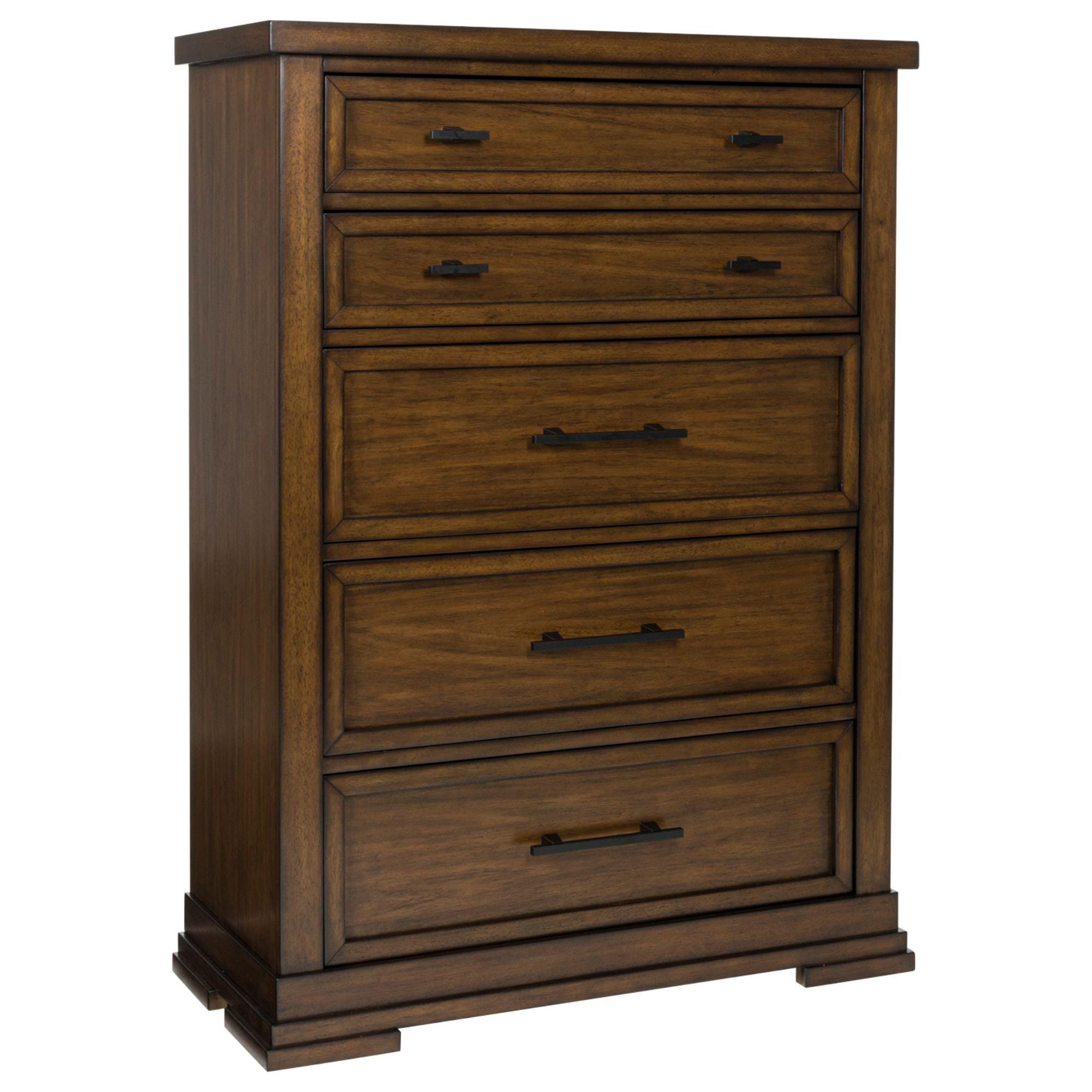 Ashley Taffenbrook 5-Drawer Chest in Medium Brown