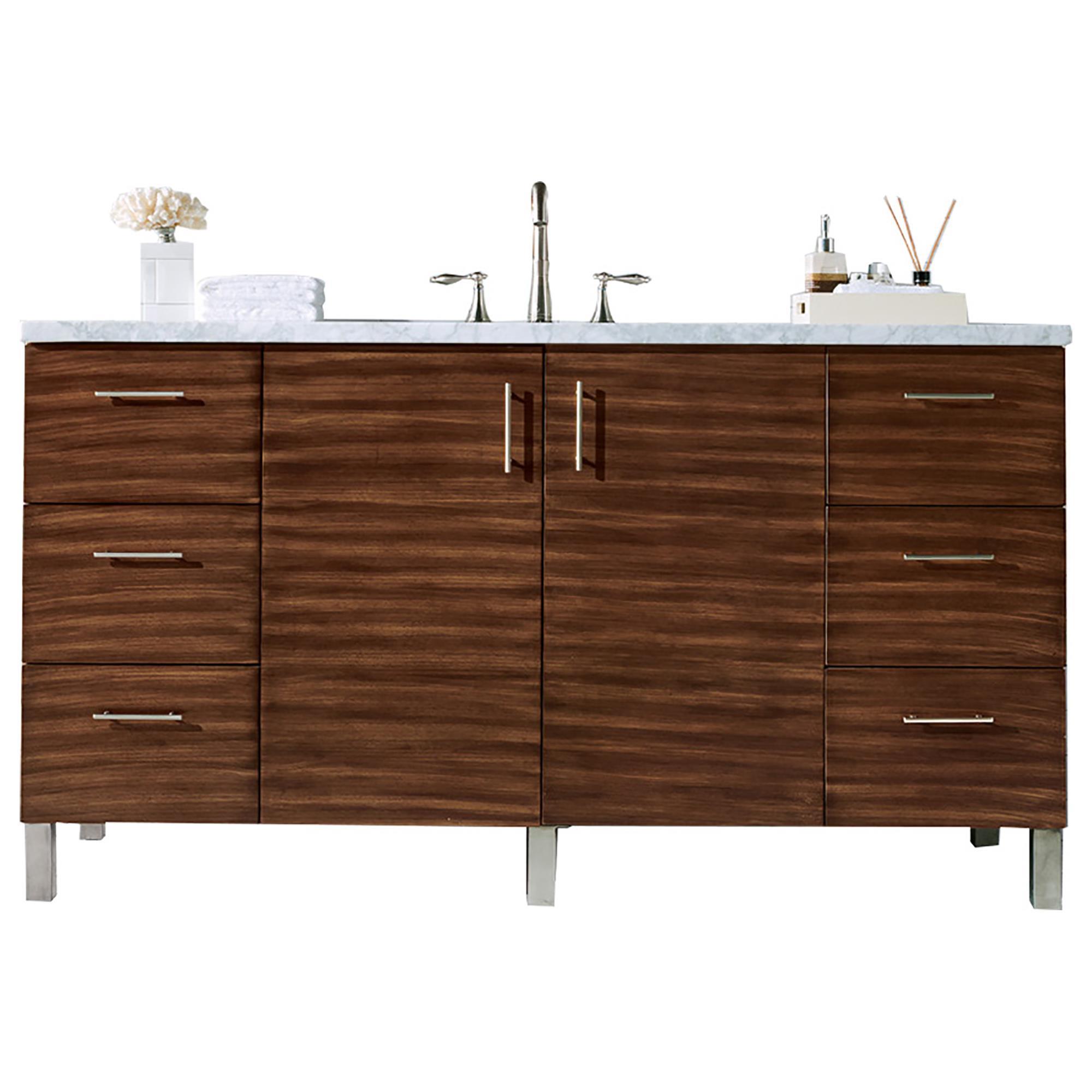James Martin Metropolitan 60" Single Bathroom Vanity in American Walnut