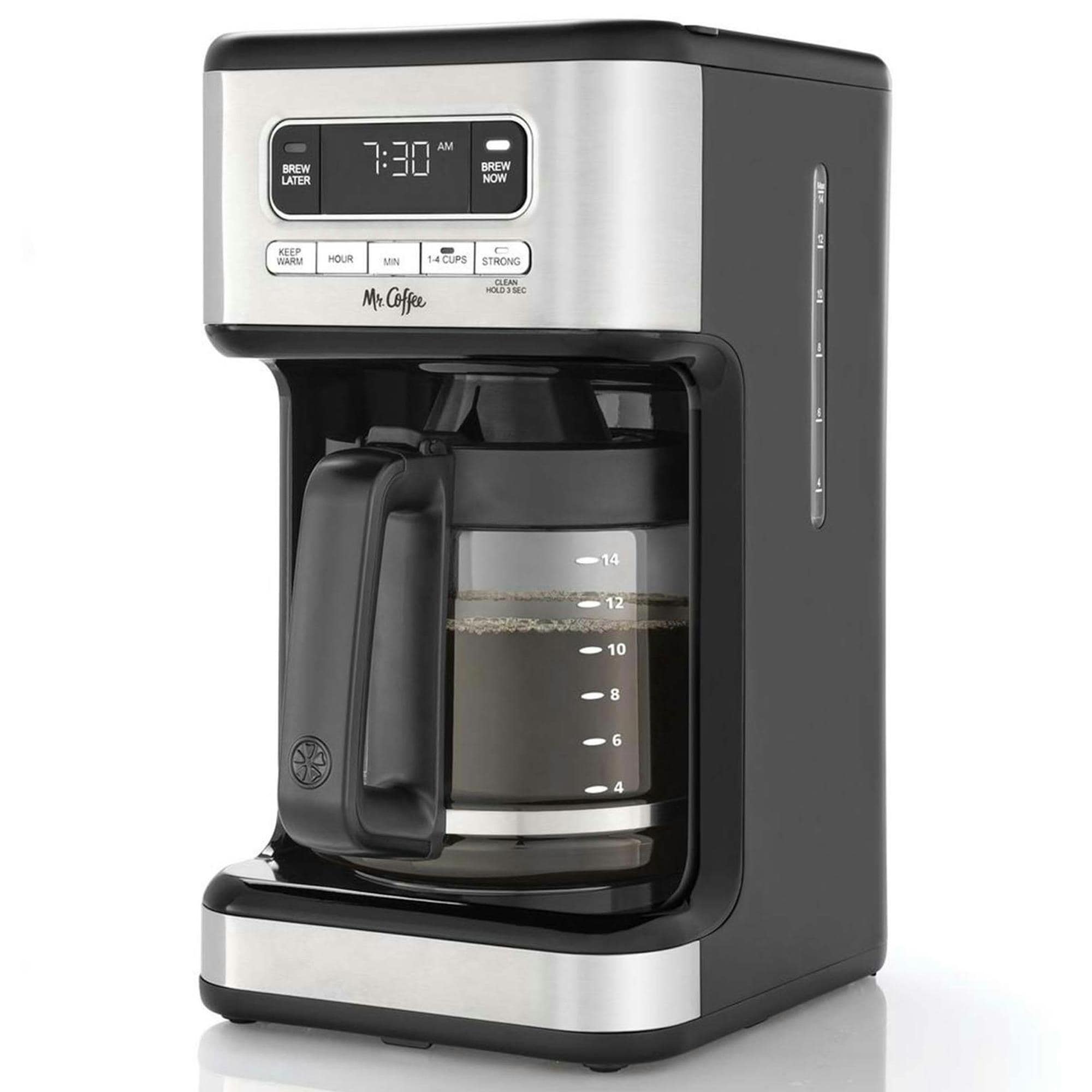 Mr. Coffee 14-Cup Programmable Coffee Maker in Black and Stainless