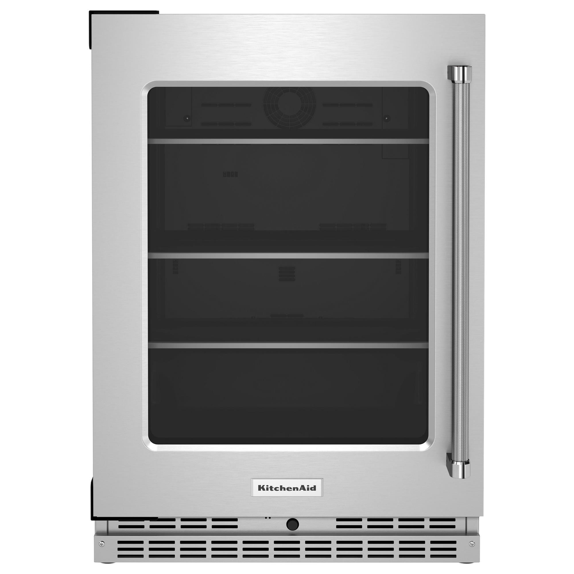 KitchenAid 24" Undercounter Refrigerator with Glass Door and Shelves in Stainless Steel Shop NFM