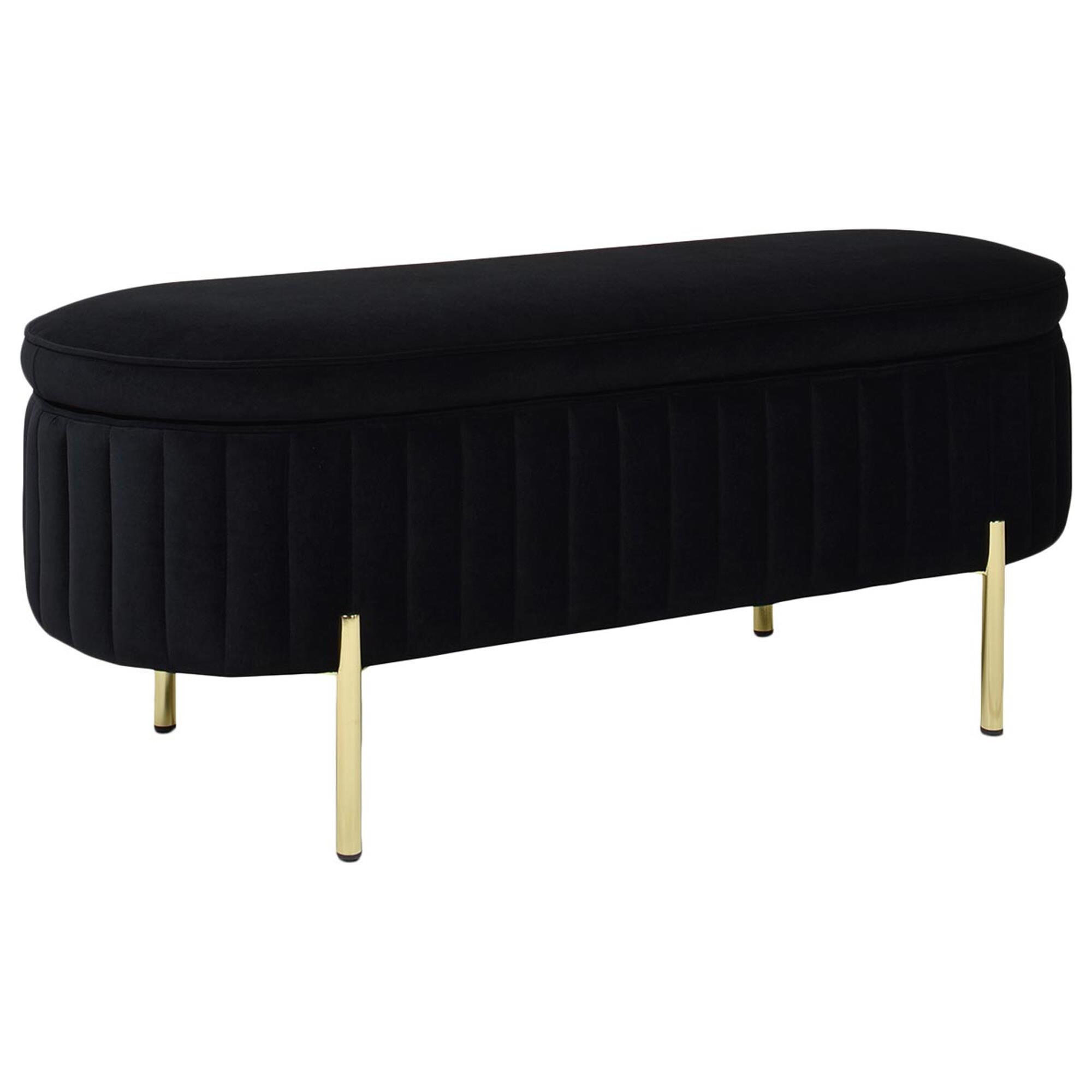 Jennifer Taylor Home Chloe Storage Bench with Anthracite Black Cushion in Gold NFM
