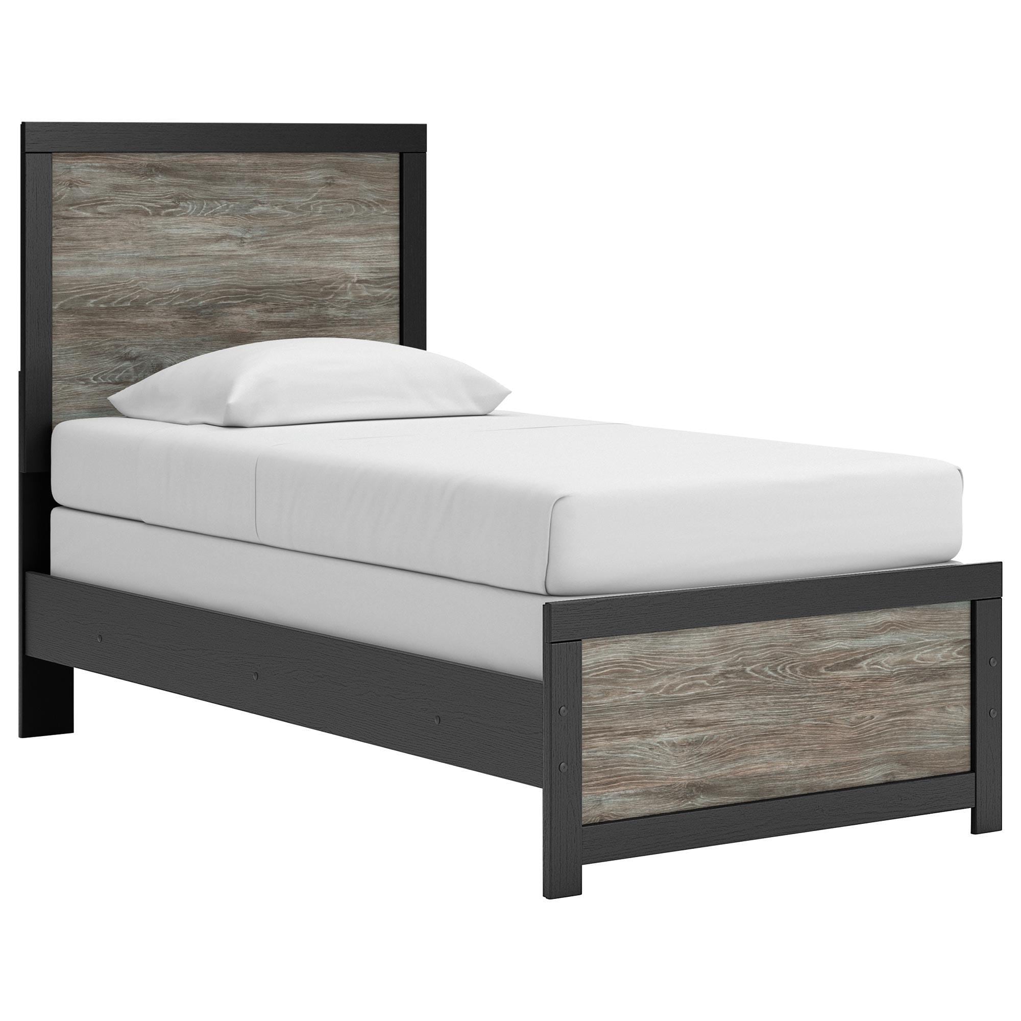 Ashley Broachmyn Twin Panel Bed in Black and Gray