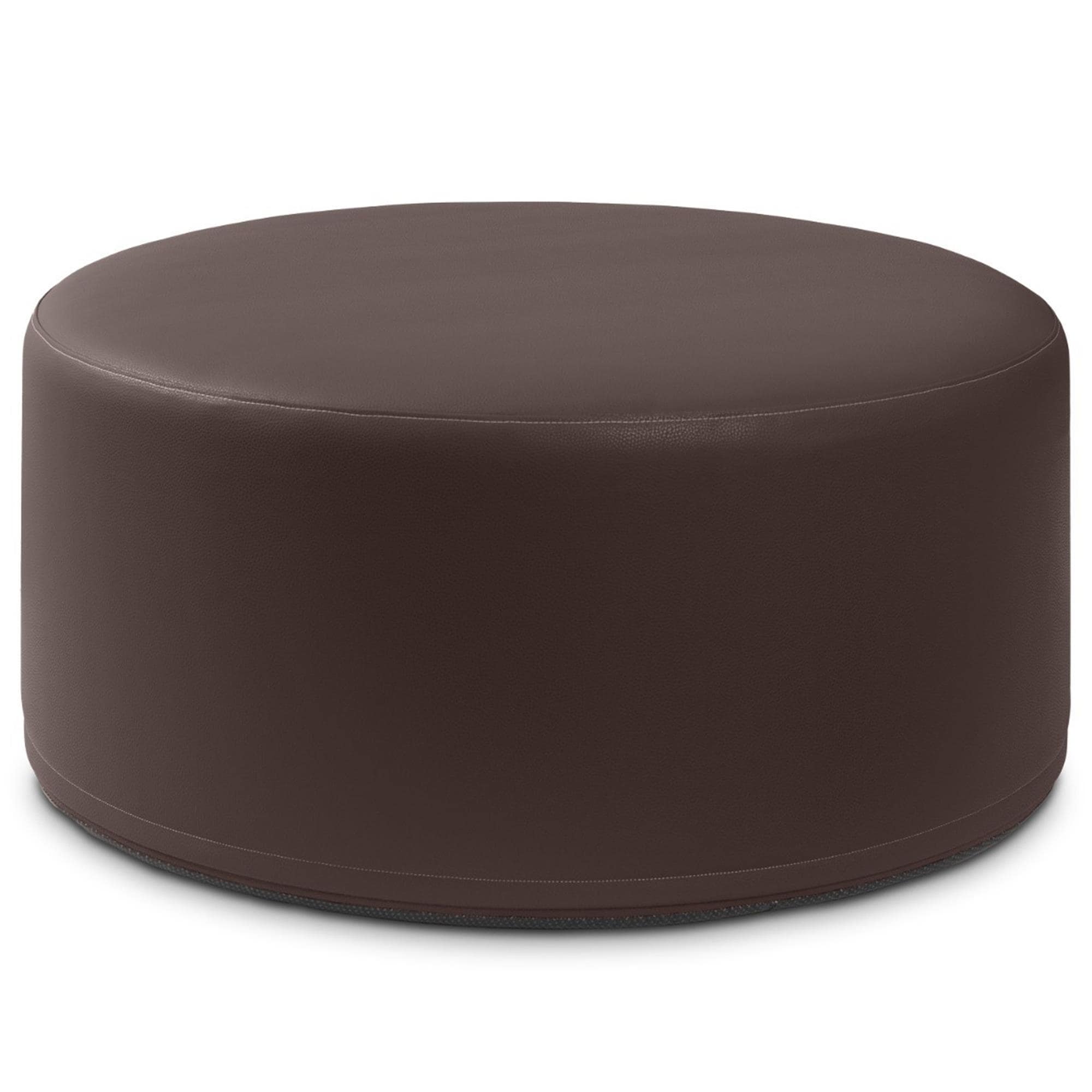 Jaxx Candler Faux Leather Ottoman in Chocolate