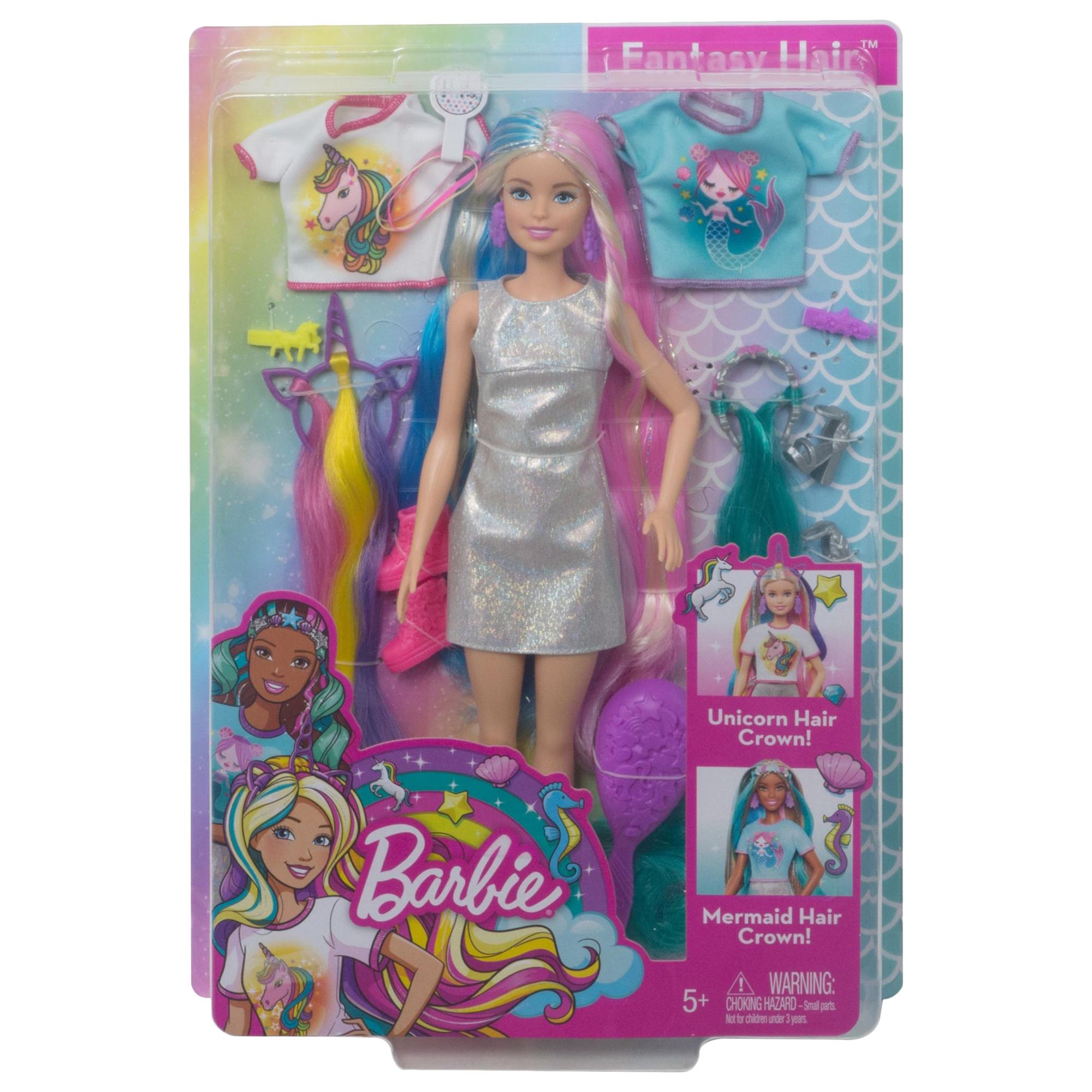 for sale online Mattel Barbie Fantasy Hair Doll with Mermaid & Unicorn Looks GHN04