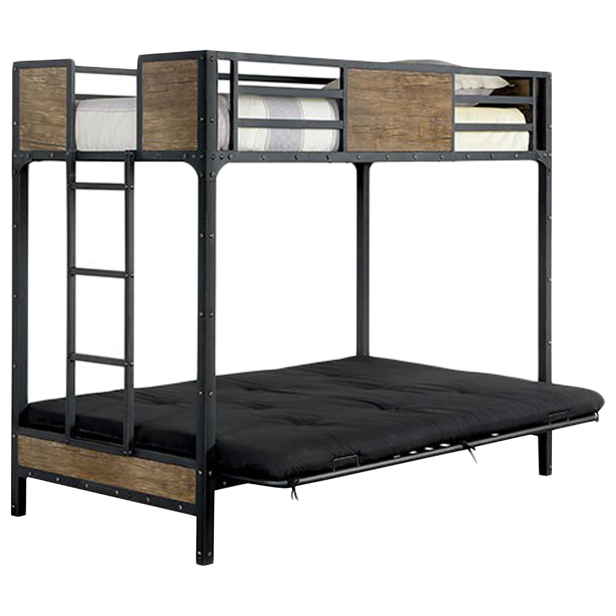 Furniture of America Clapton Twin over Futon Bunk Bed in Black and