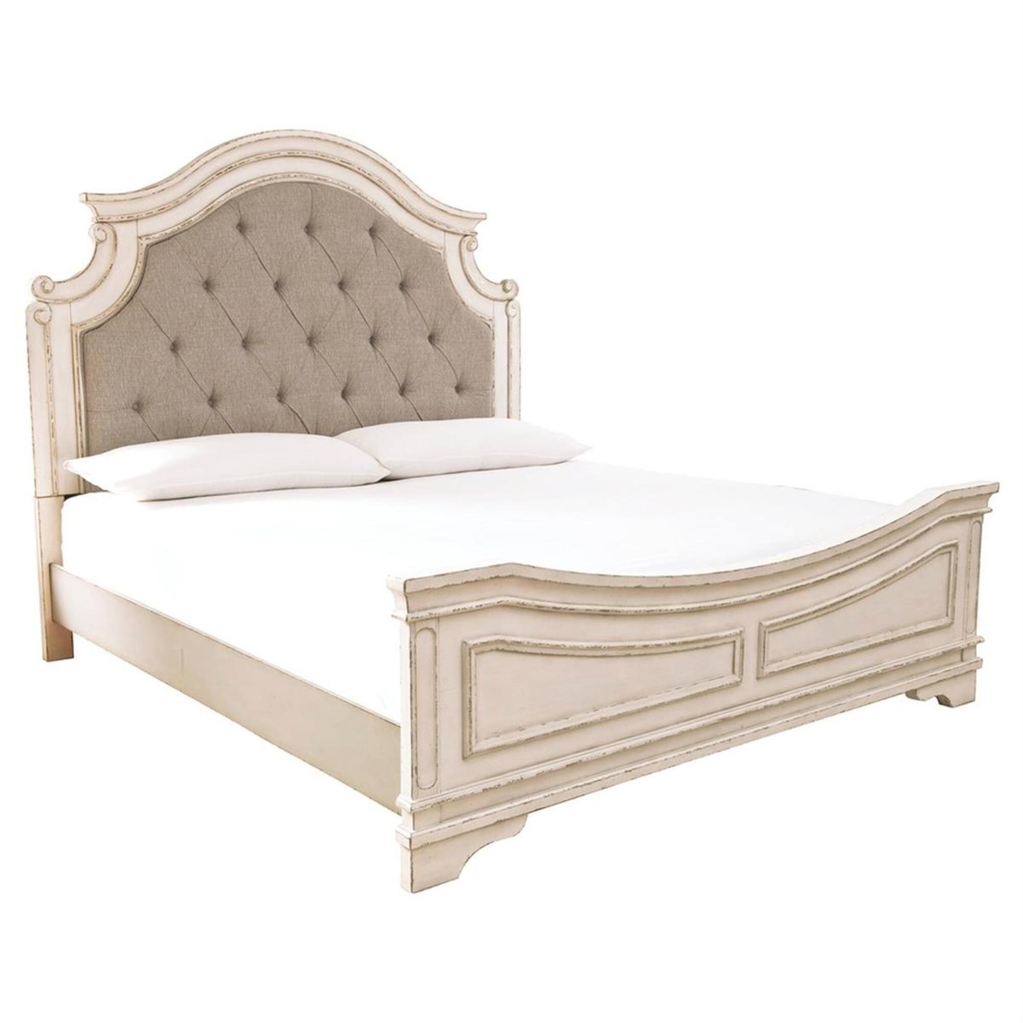 Signature Design by Ashley Realyn Queen Panel Bed in Chipped White