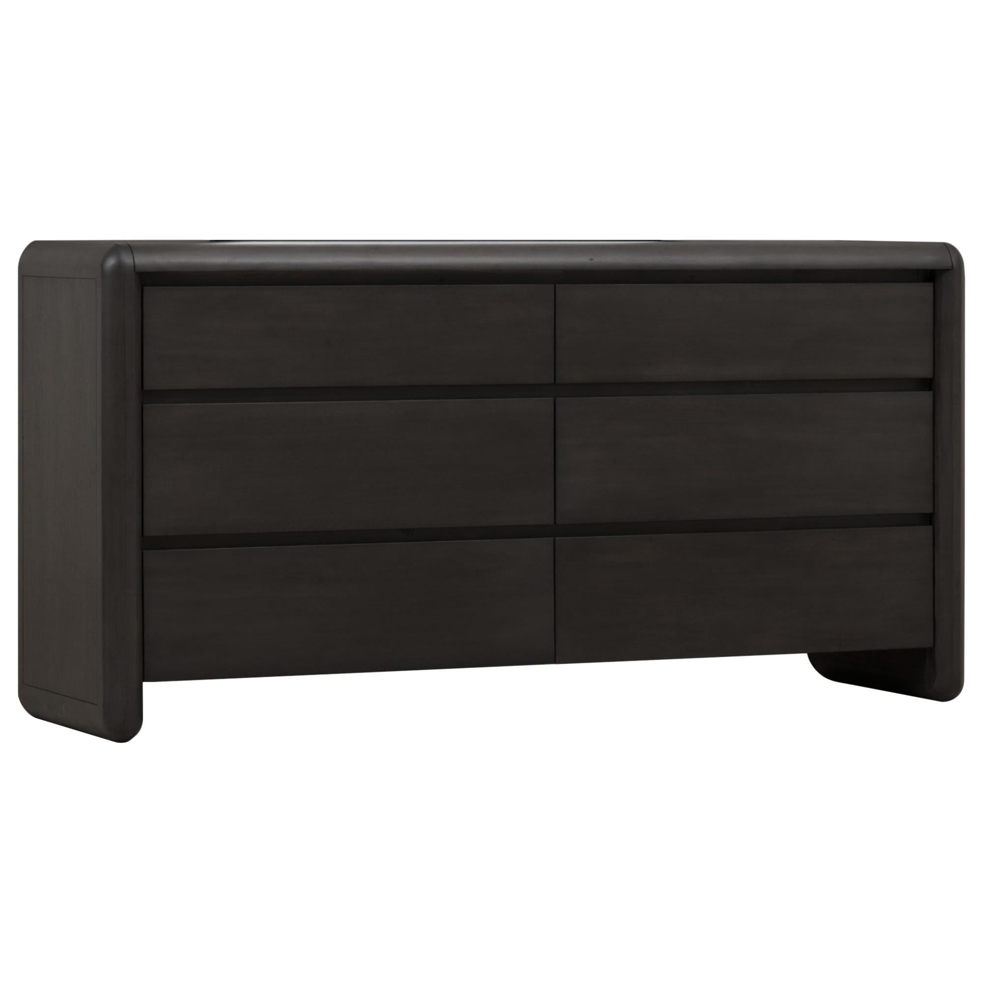 Urban Home Xolani 6-Drawer Dresser with Mirror in Jaguar