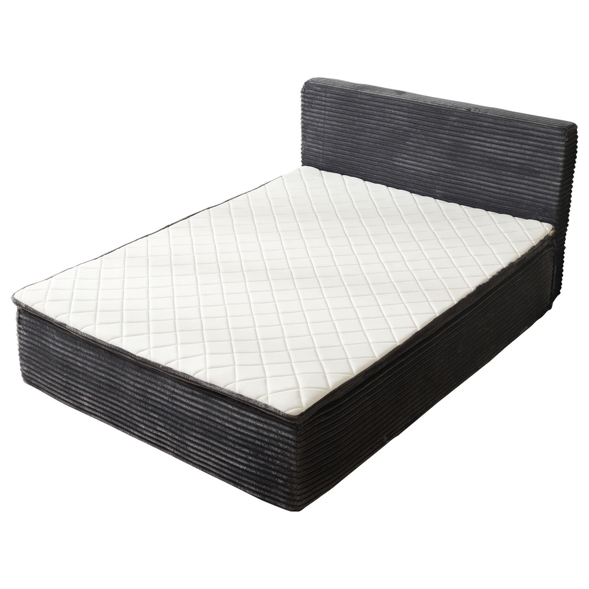 HOMLUX Plush Full Mattress with Grey Headboard
