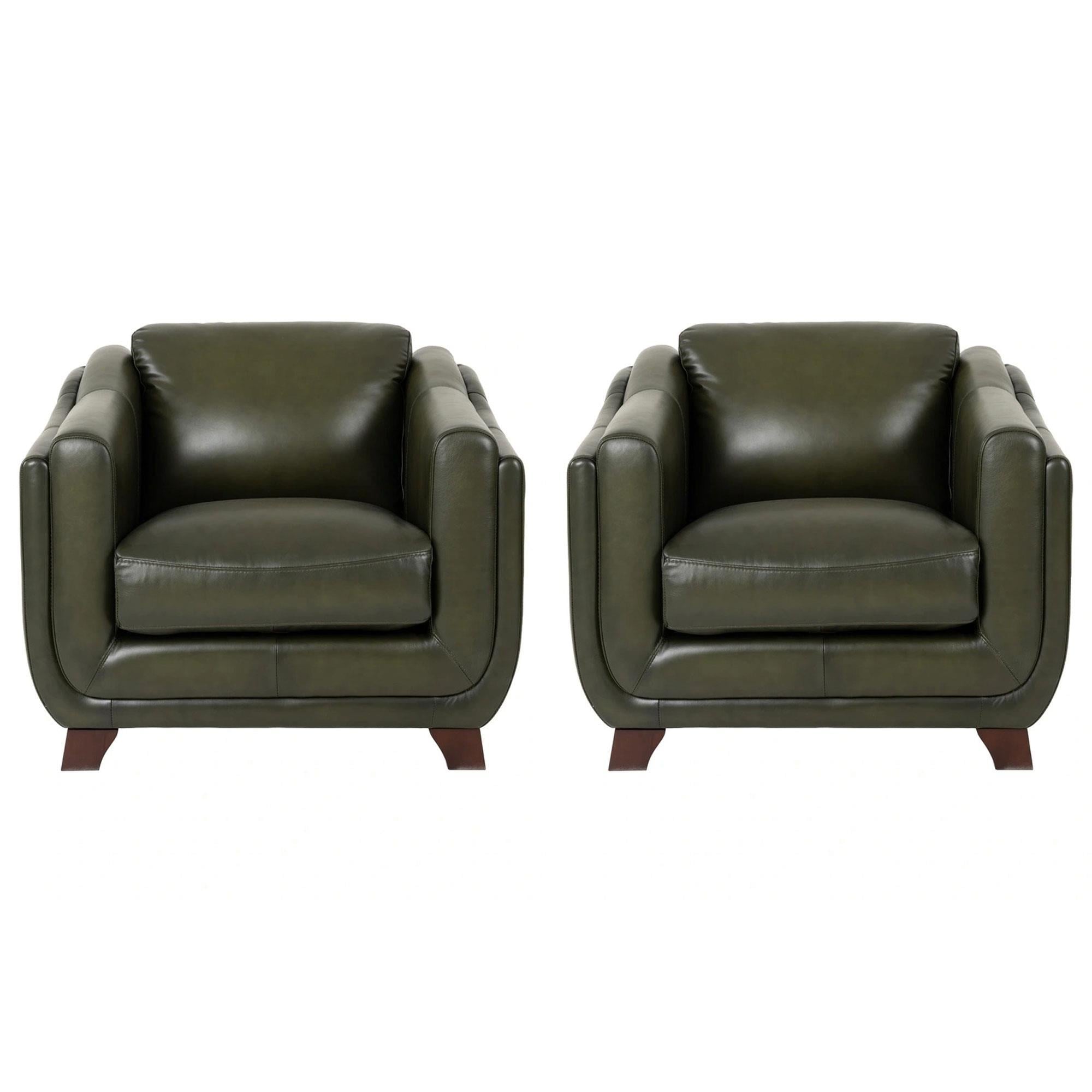 Hydeline Fremont Leather Accent Chair in Forrest (Set of 2)