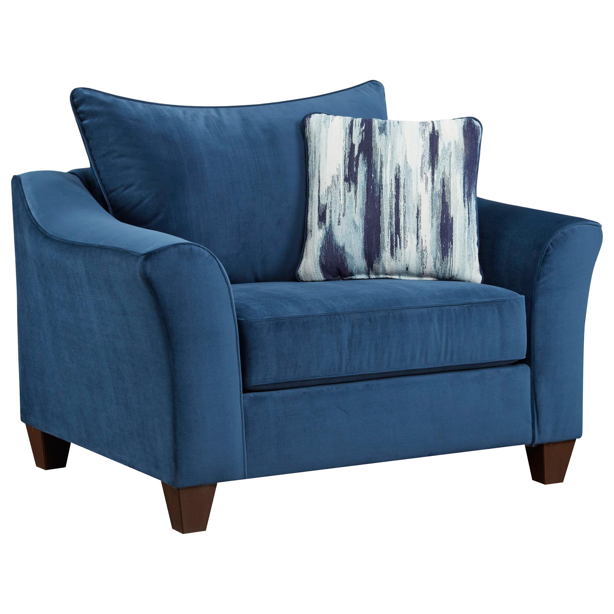 Arapahoe Home Chair And A Half In Velour Navy Nebraska Furniture Mart