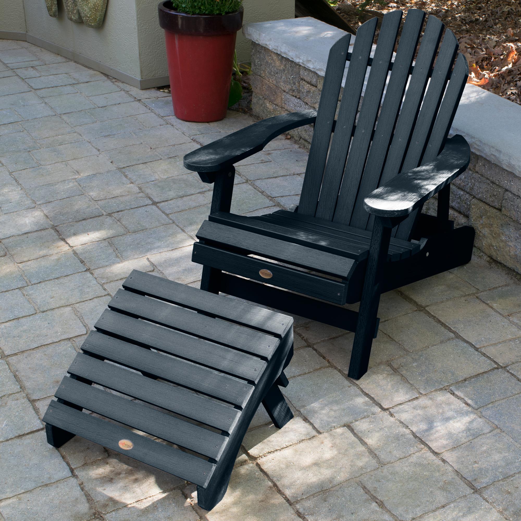 Highwood Usa Hamilton Folding Reclining Adirondack Chair With Ottoman In Federal Blue Nebraska Furniture Mart