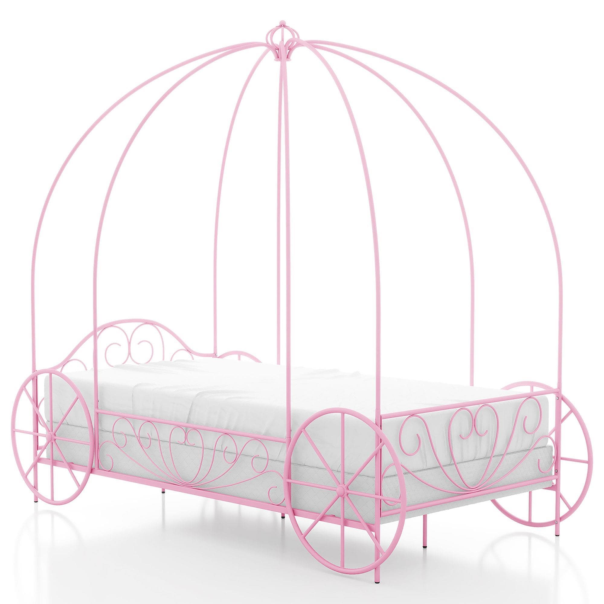 Furniture of America Carriage Twin Canopy Bed in Lilac