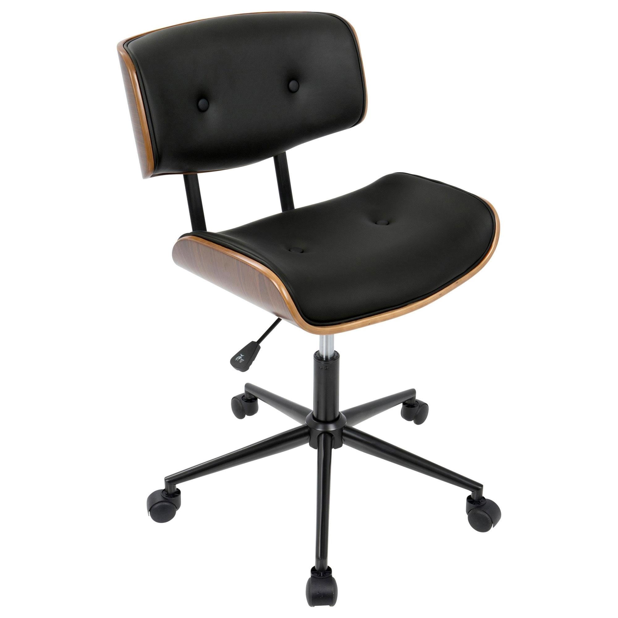 Lumisource Lombardi Desk Chair with Black Cushion in Walnut and Black