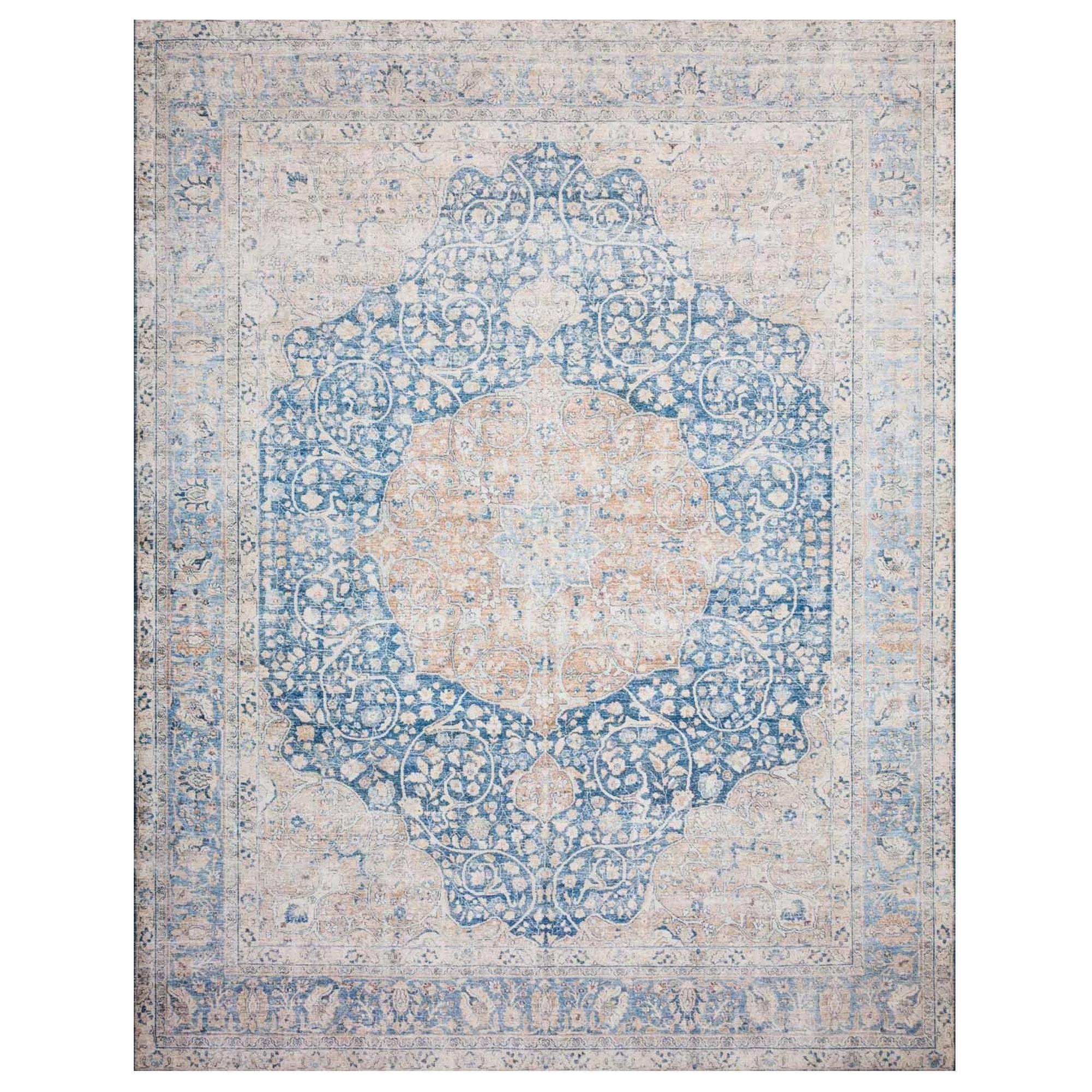 Loloi II Layla LAY07 9' x 12' Blue and Tangerine Area Rug Nebraska Furniture Mart