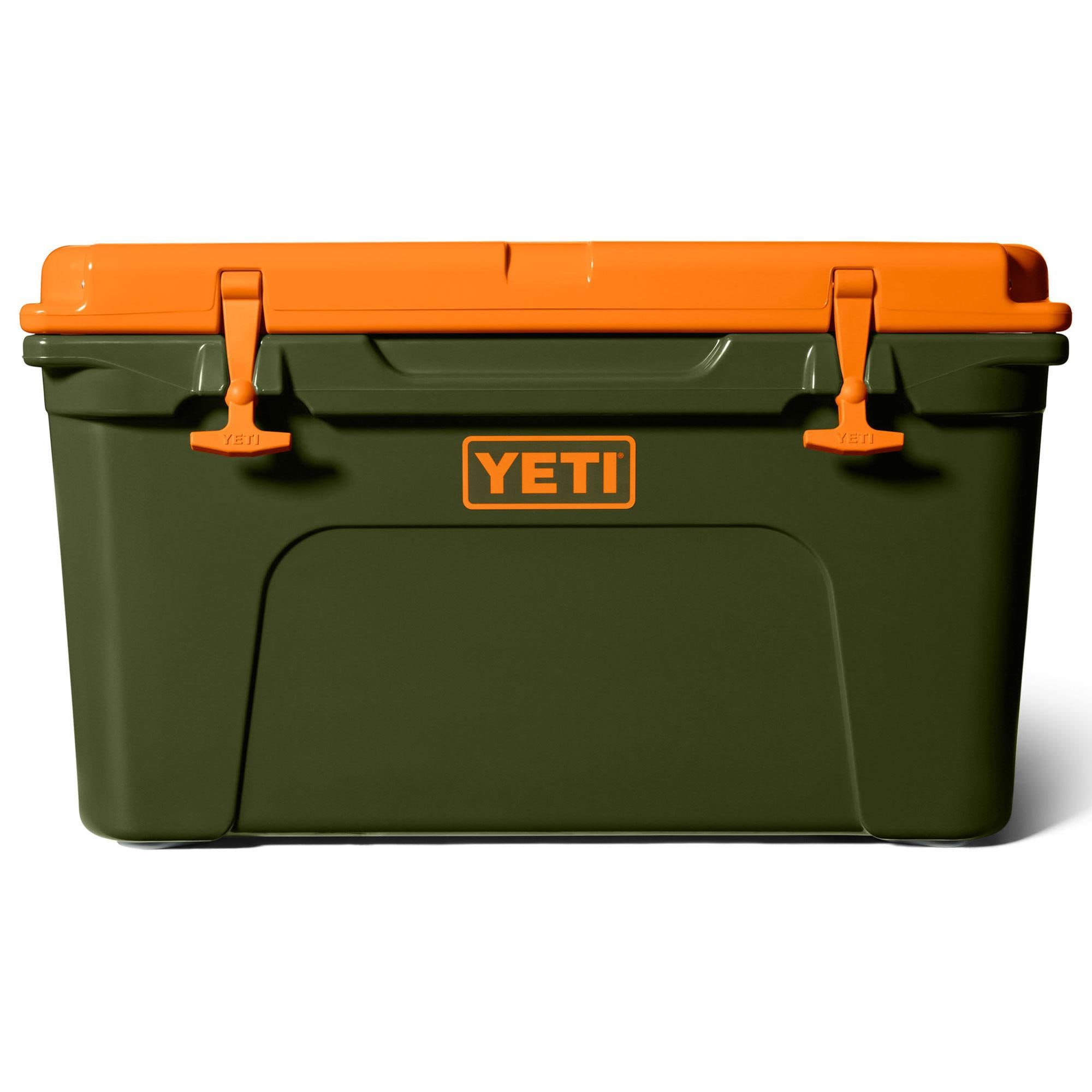 YETI Tundra 45 Hard Cooler in Olive and King Crab Orange