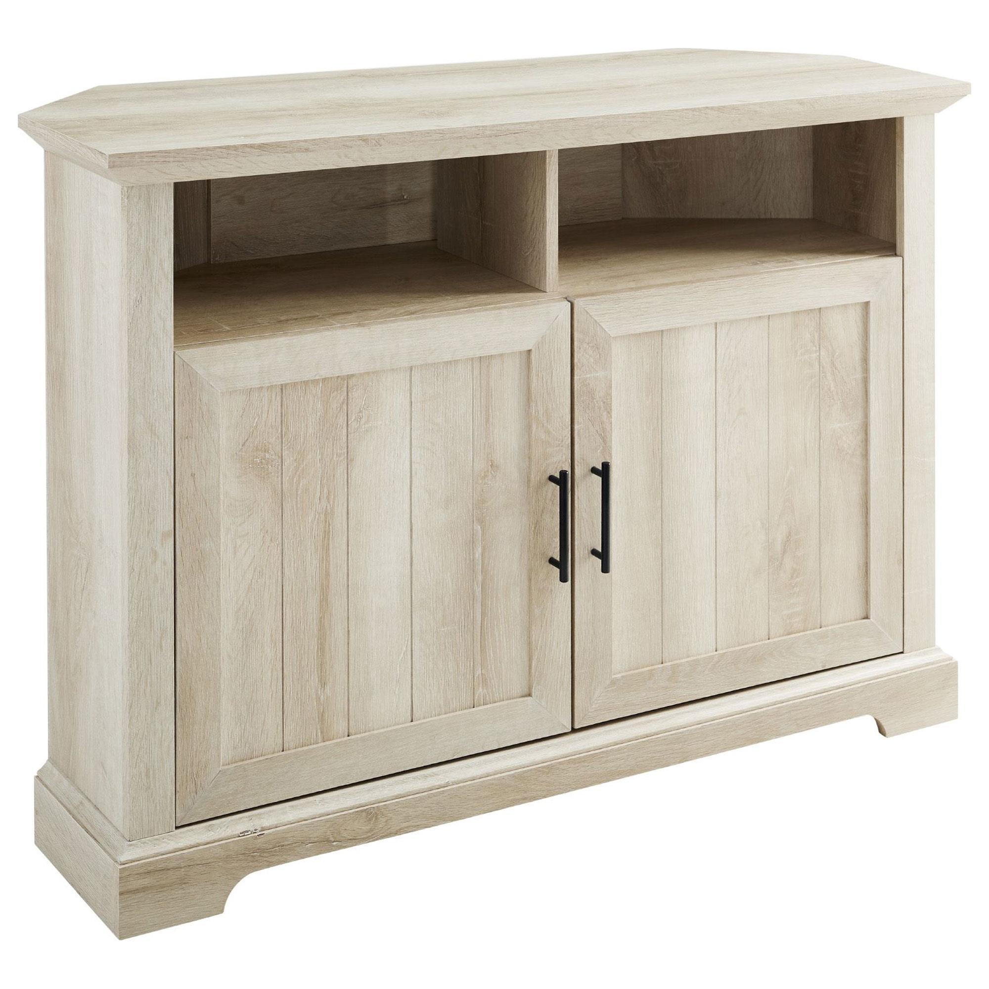 Walker Edison Columbus 44 Corner TV Stand in White Oak NFM