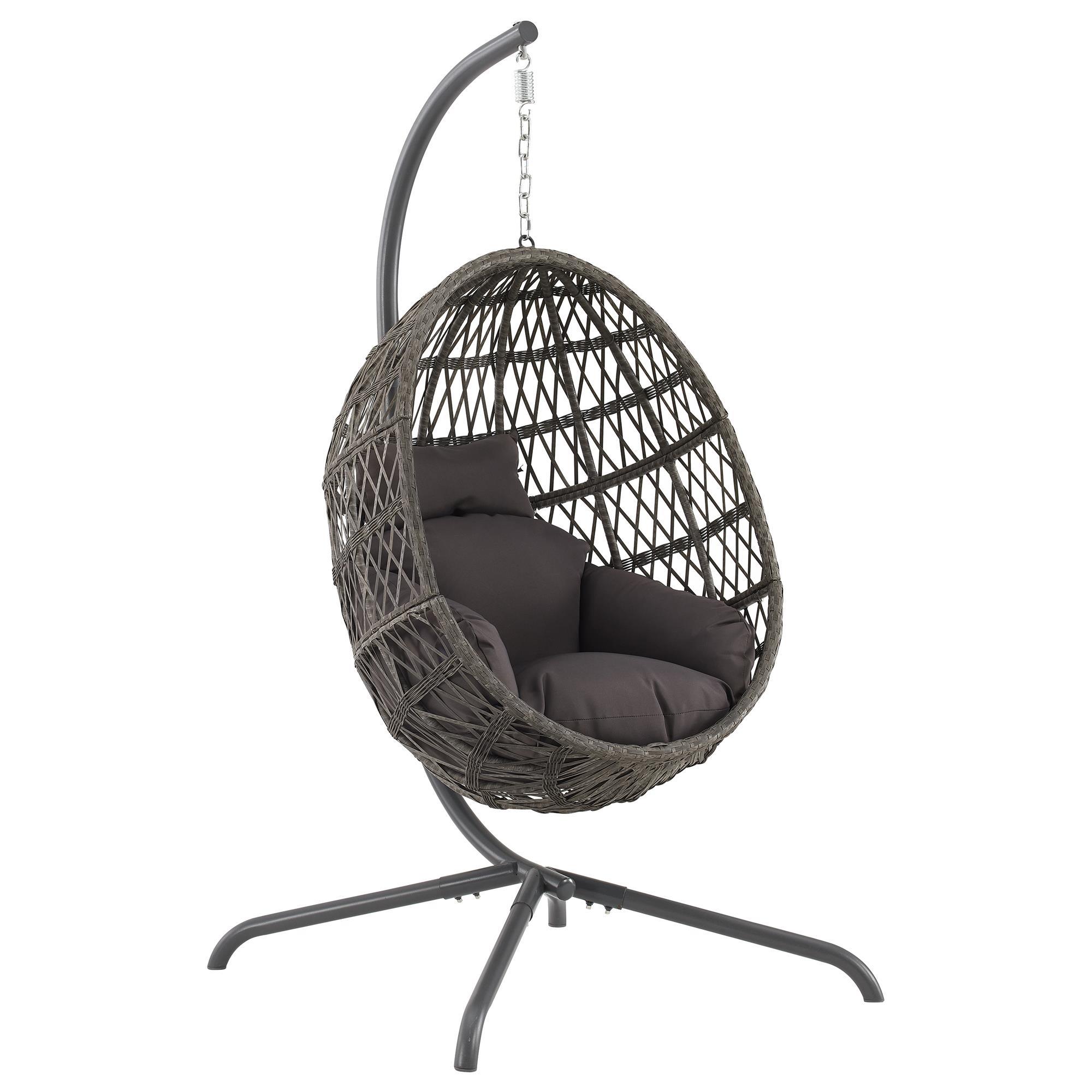 Crosley Furniture Tess Patio Hangwithg Egg Chair with Gray Cushion in