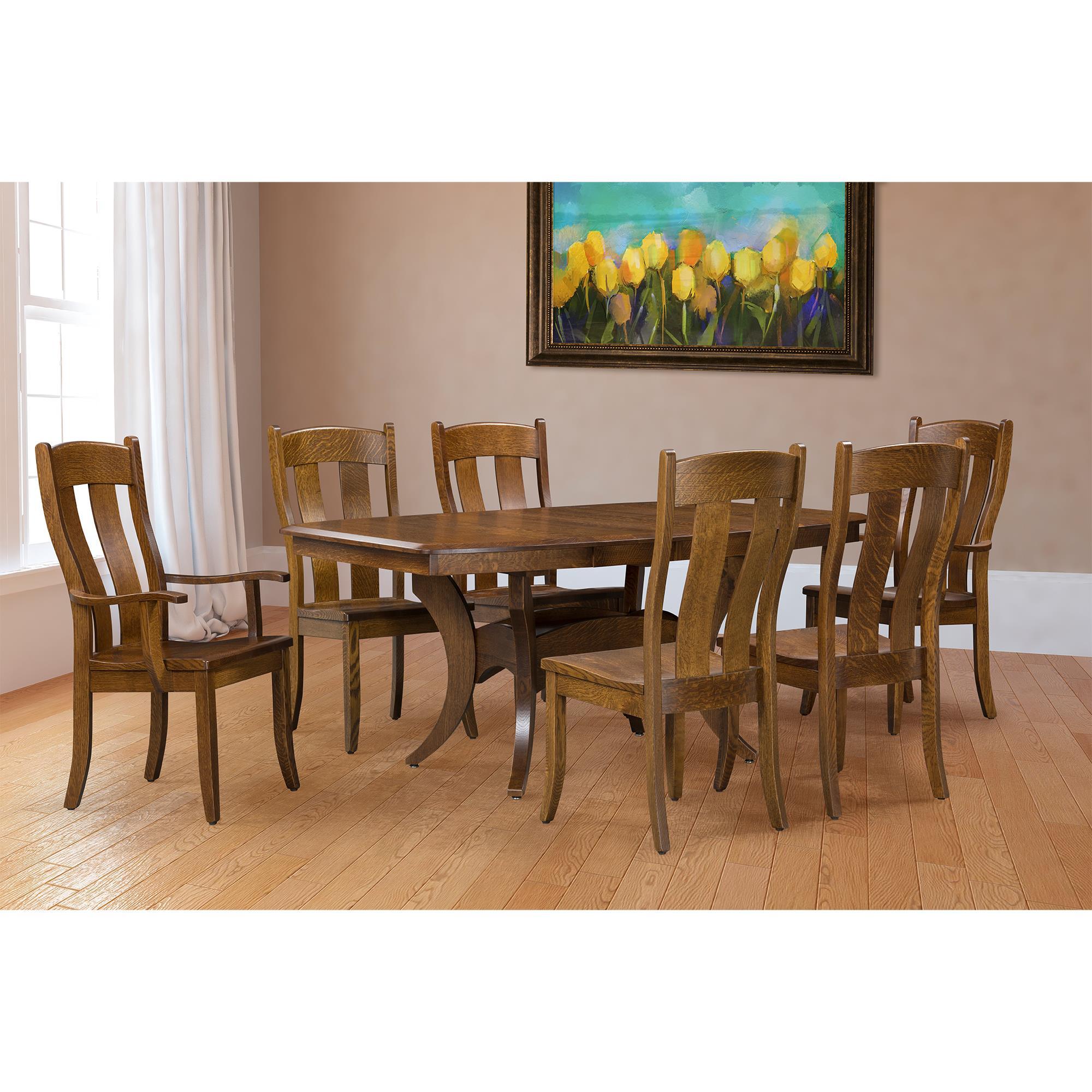 Trailway Llc Fort Knox Table with Storage Leaves and 6 Chairs in Aged Centennial Rustic Finish NFM