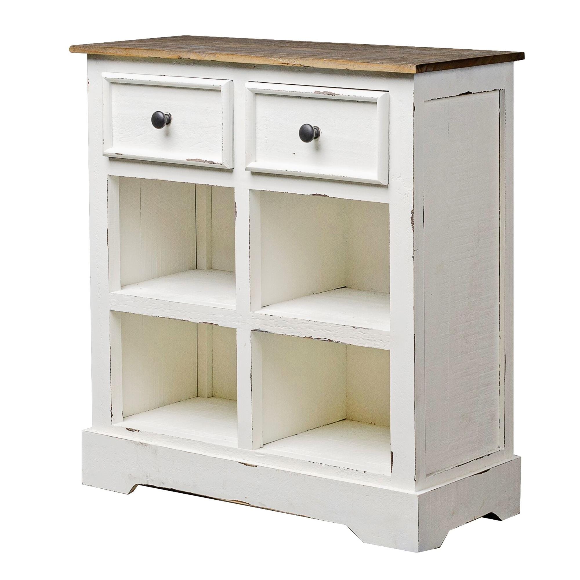 Rustic Imports Accent Unit in White with Raftwood Top | Nebraska