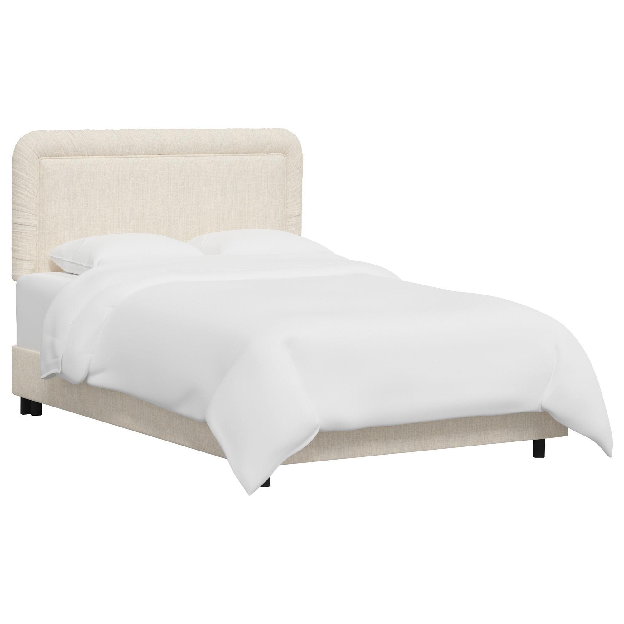 Skyline Furniture Twin Upholstered Panel Bed in Linen Talc NFM