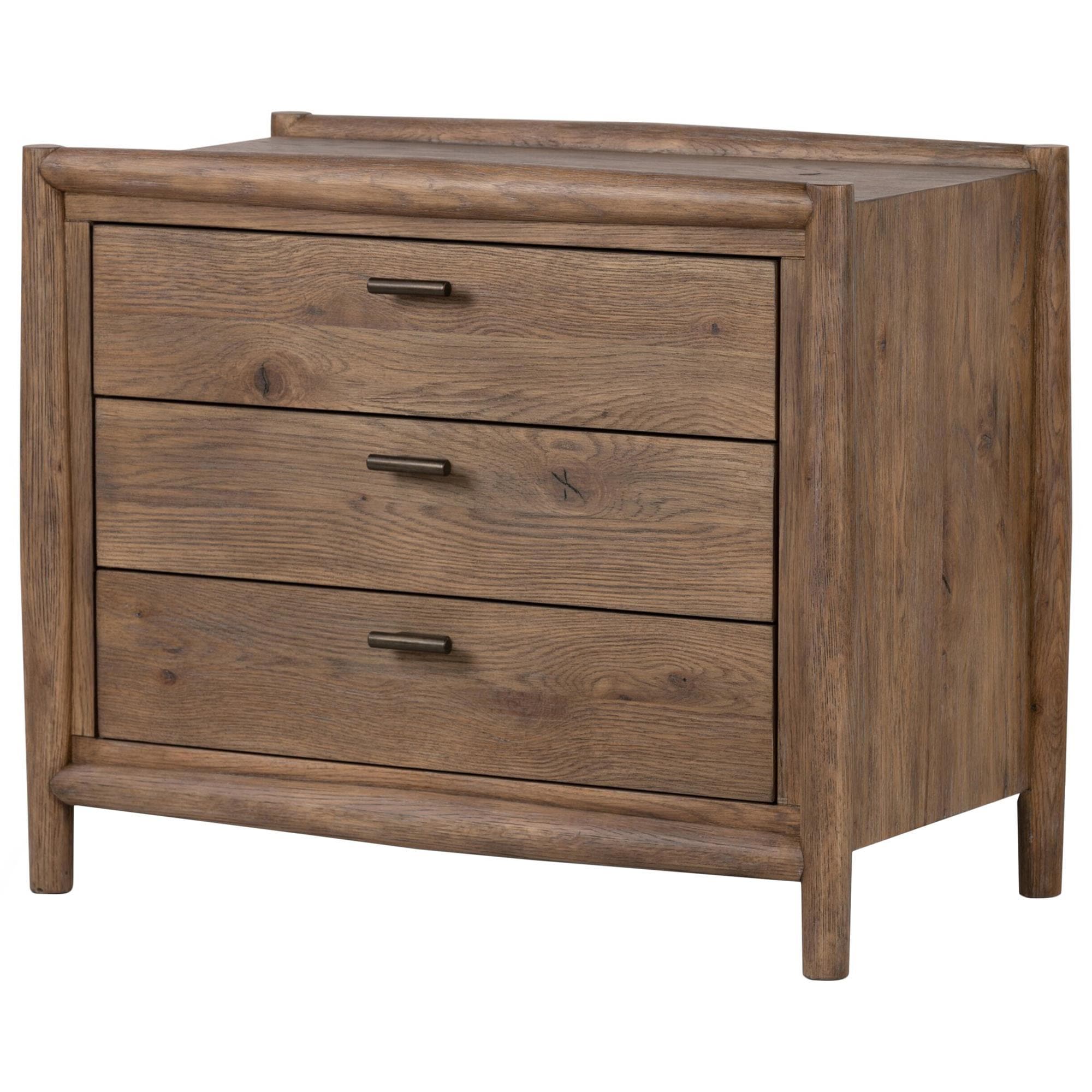 Abundant Countryside 4枚セット ③ Four Hands Glenview 3-Drawer Nightstand in Weathered Oak