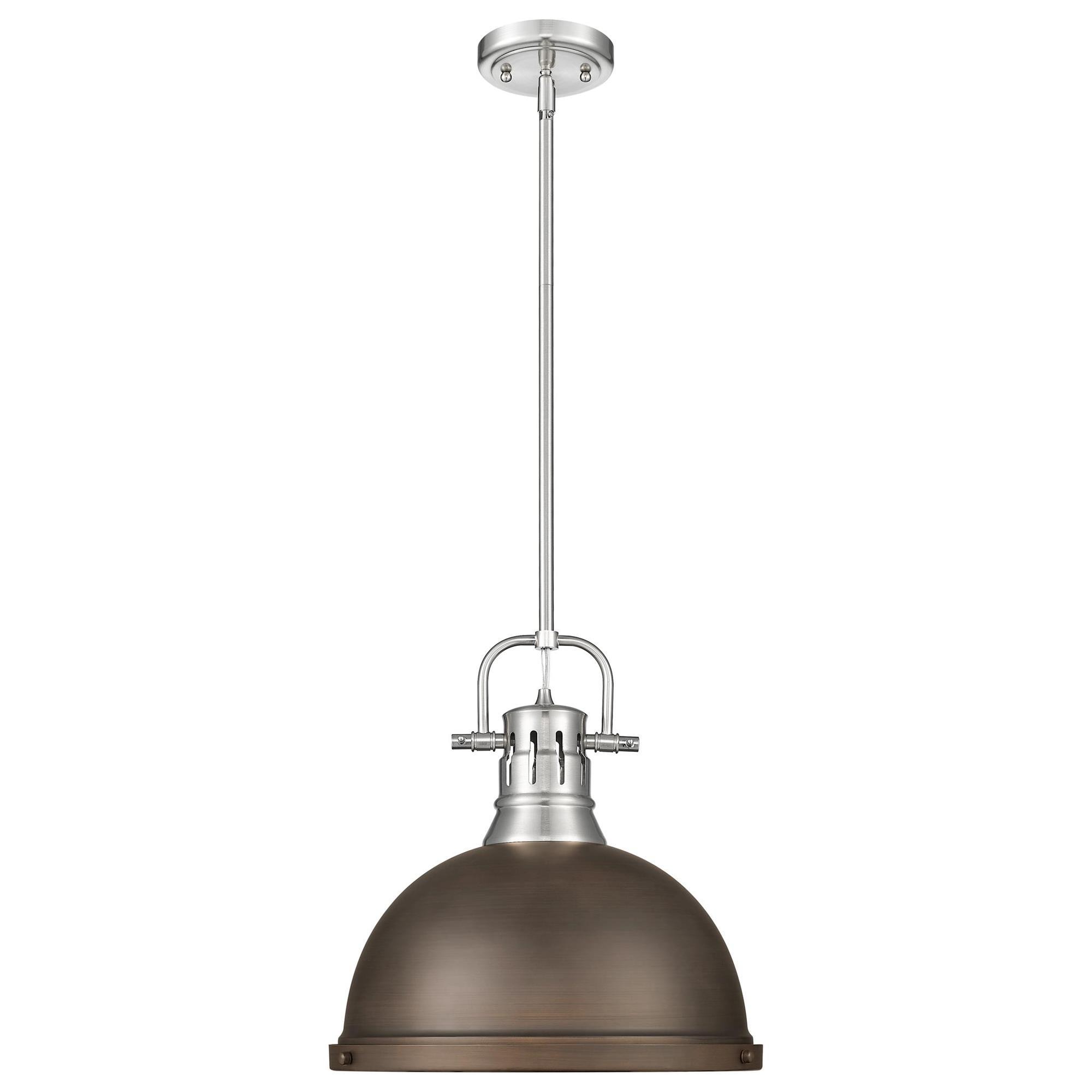 Golden Lighting Duncan 1-Light Pendant with Rod and Rubbed Bronze