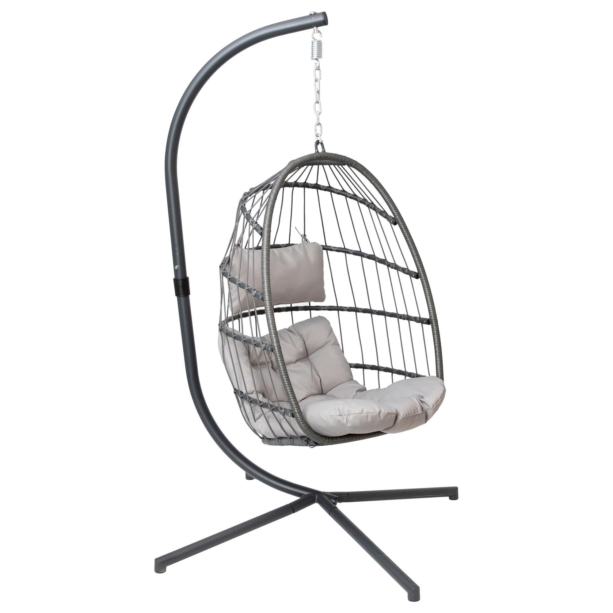 Flash Furniture Cleo Patio Hanging Egg Chair in Gray NFM
