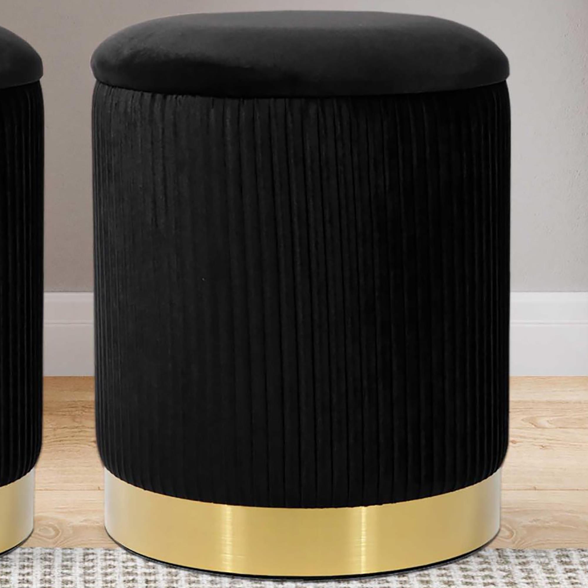 Tov Furniture Zoe Storage Ottoman in Black Velvet NFM