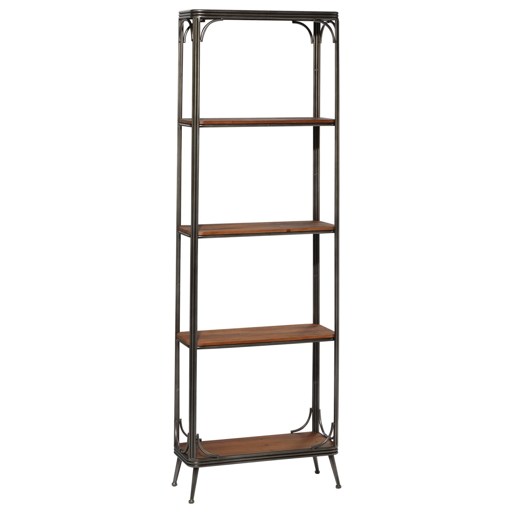 Maple and Jade 24" x 71" Industrial Shelving Unit in Black and Dark Brown | NFM