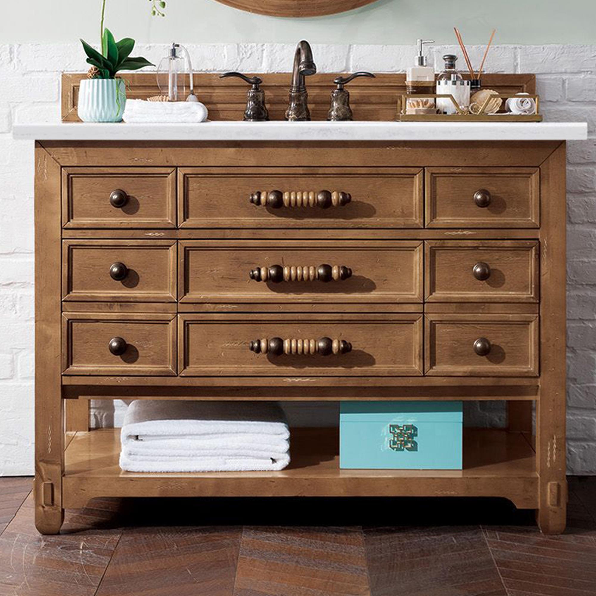 James Martin Malibu 48" Single Bathroom Vanity in Honey Alder with 3 cm