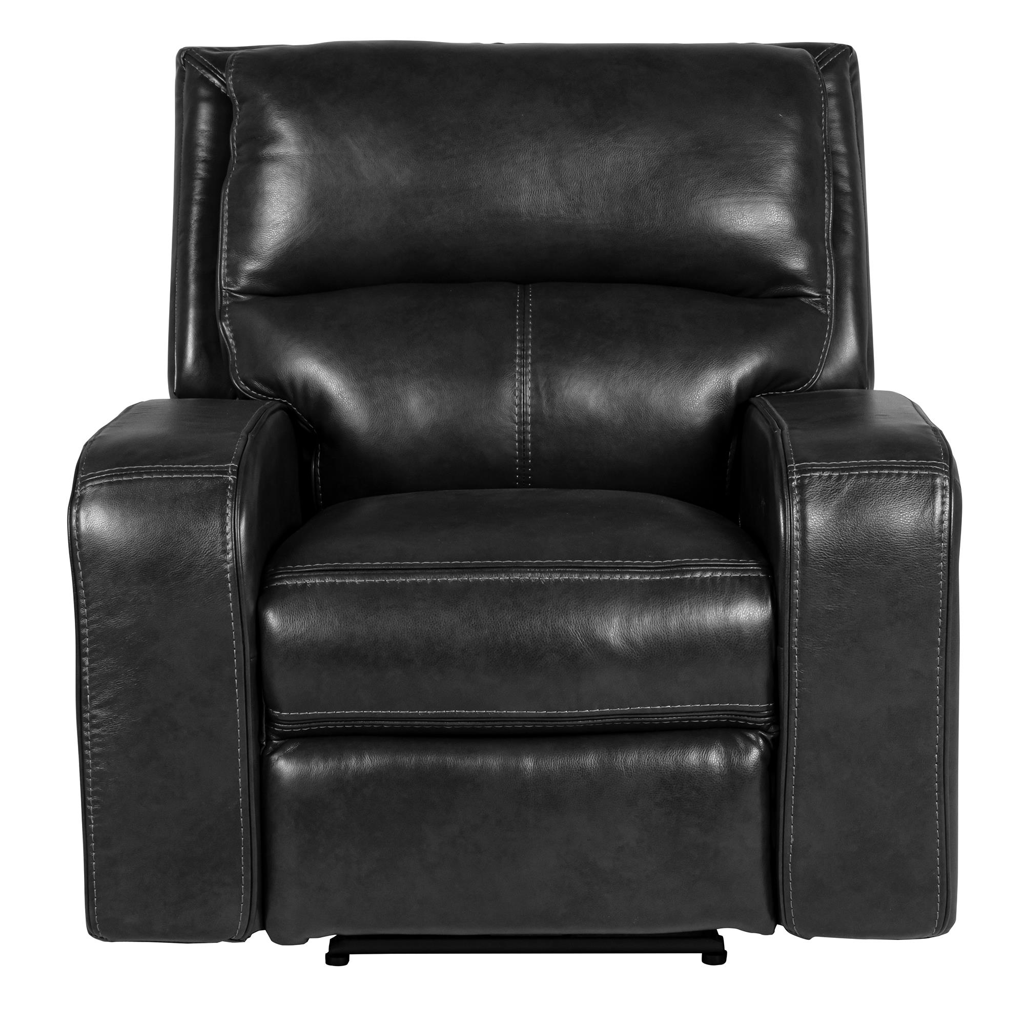 Oxford Furniture Leather Power Recliner with Power Headrest in Pewter