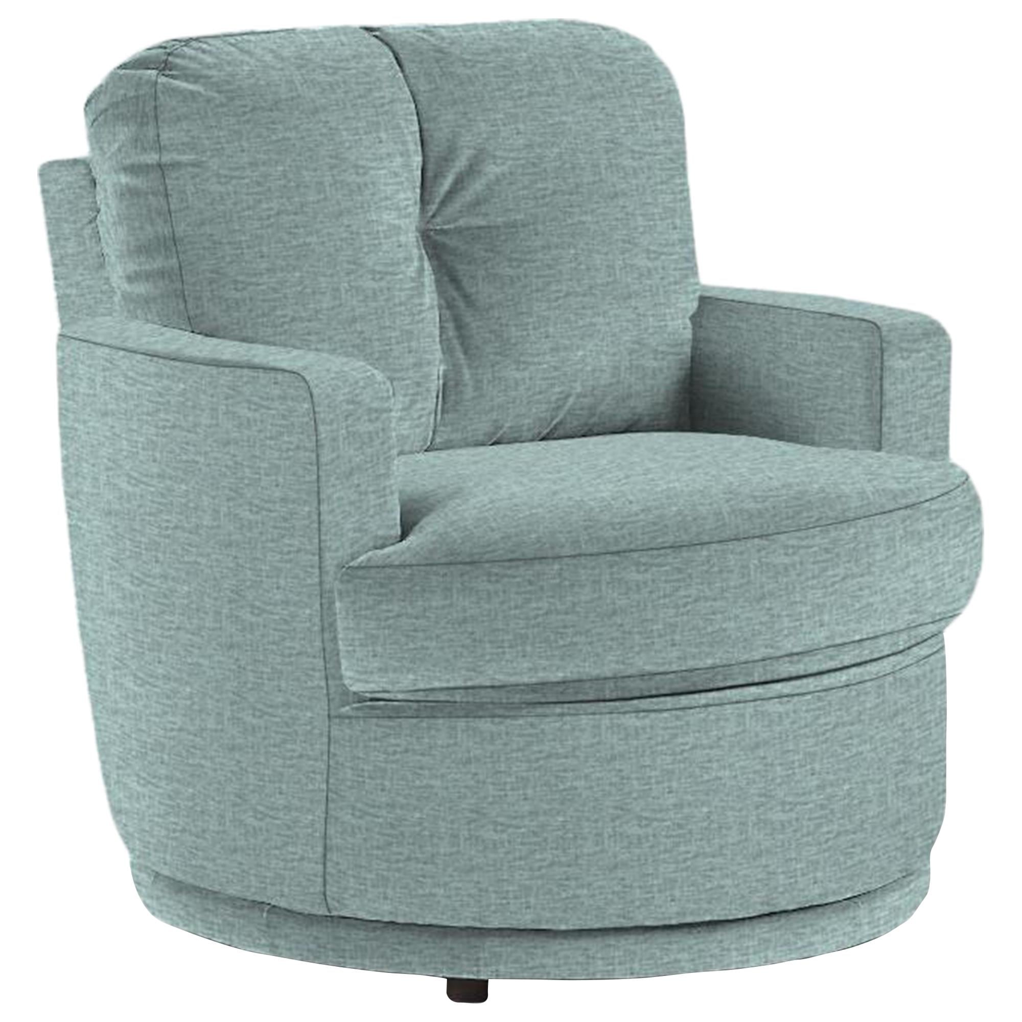 Best Home Furnishings Skipper Swivel Chair in Powder | Nebraska