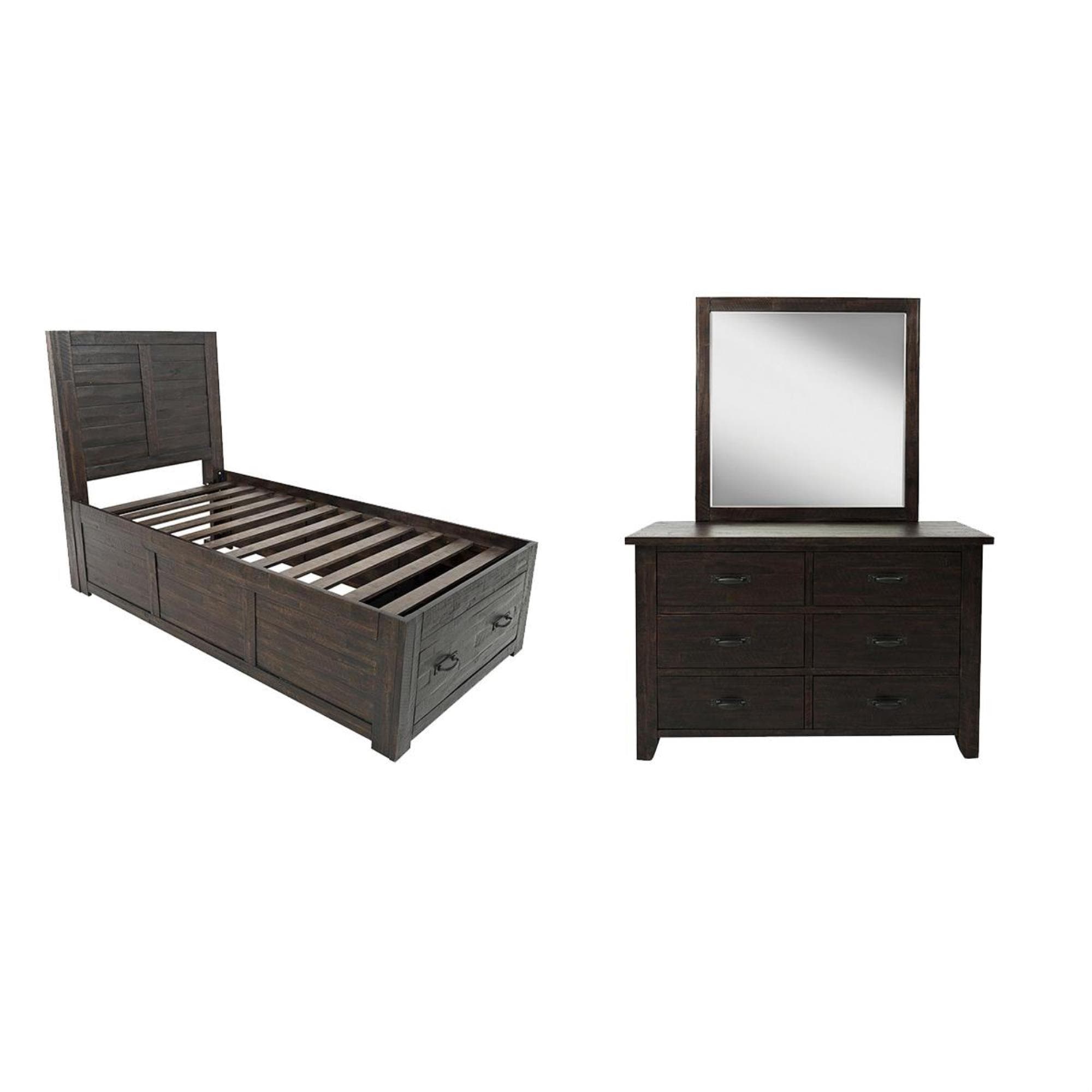 Waltham Jackson Lodge Youth 3 Piece Twin Bedroom Set in Brown NFM