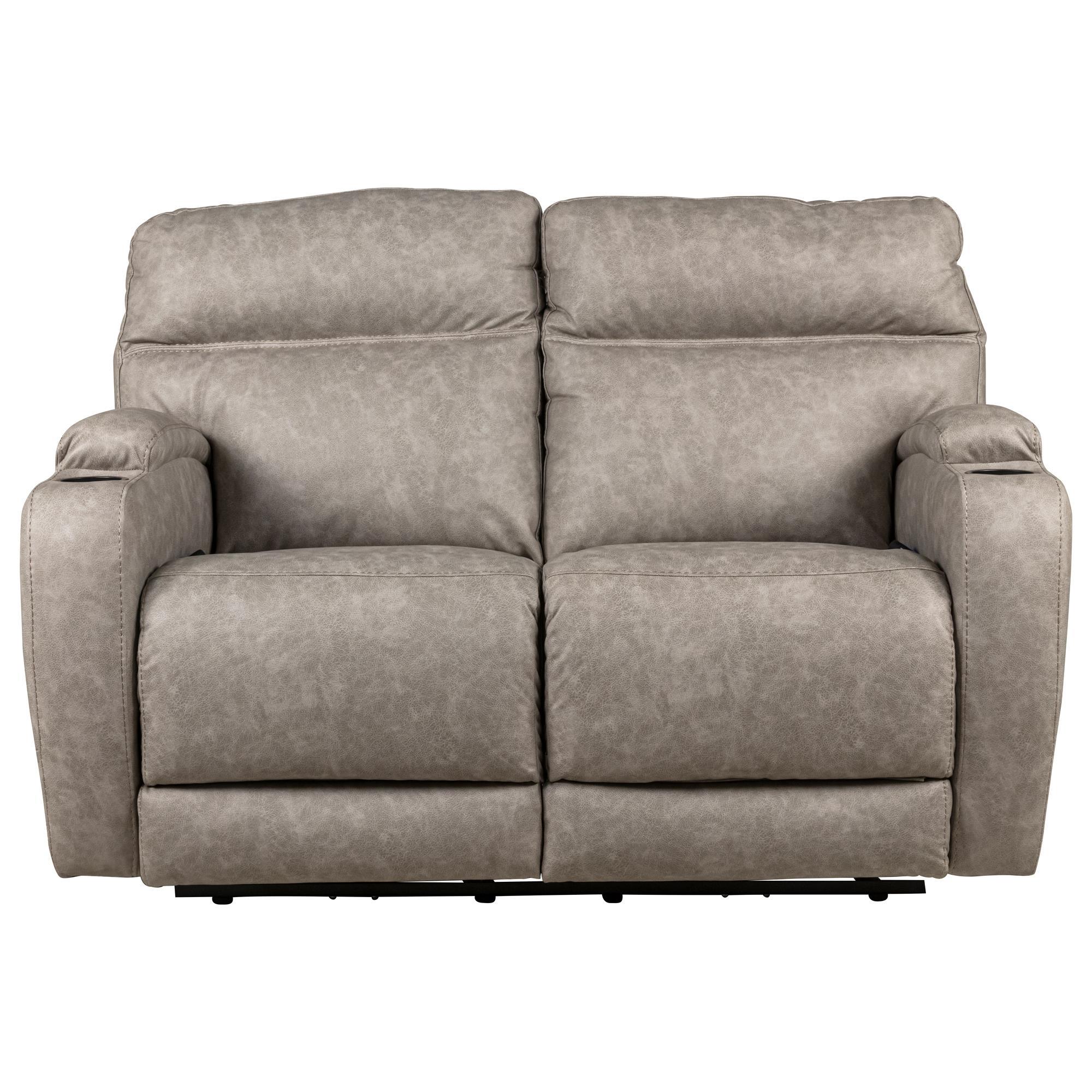 HomeStretch Jaguar Triple Power Loveseat in Pebble