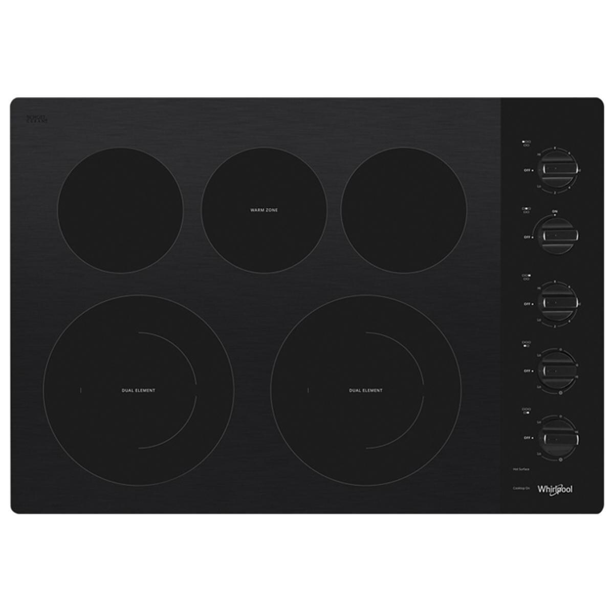 Whirlpool 30" Electric Ceramic Glass Cooktop with Two Dual Radiant Elements Nebraska Furniture