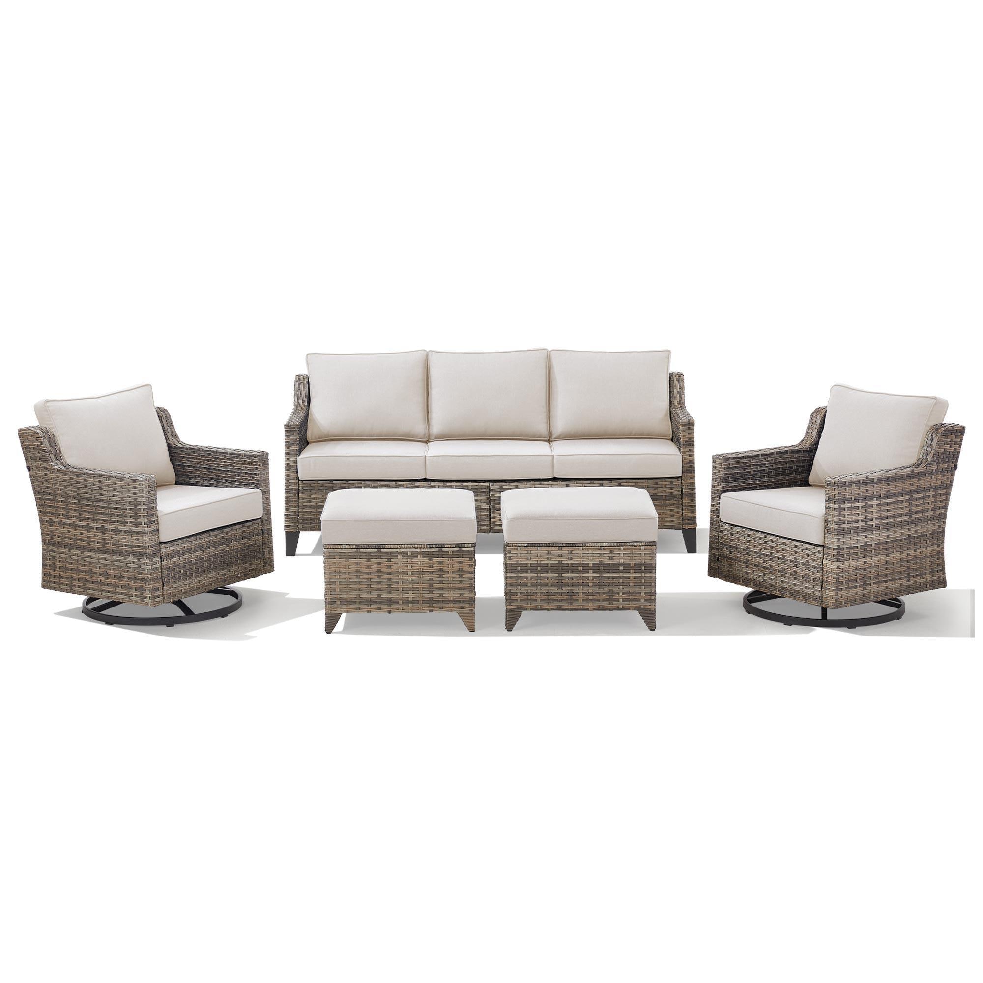 Sunwell Garden 5-Piece Patio Chat Set with Two Swivel and Gliding ...