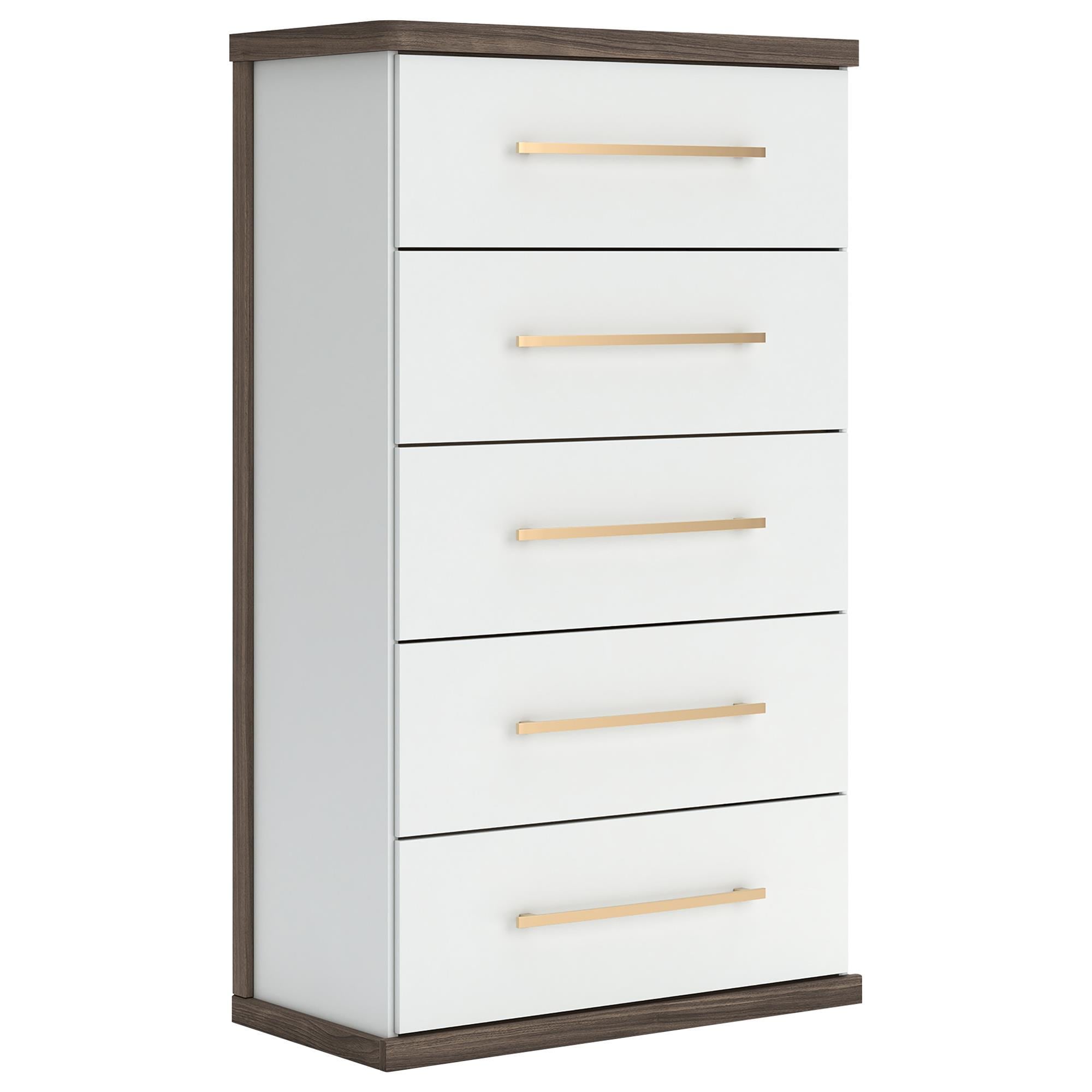 Ashley Kendanport 5-Drawer Chest in Dark Brown and Matte White