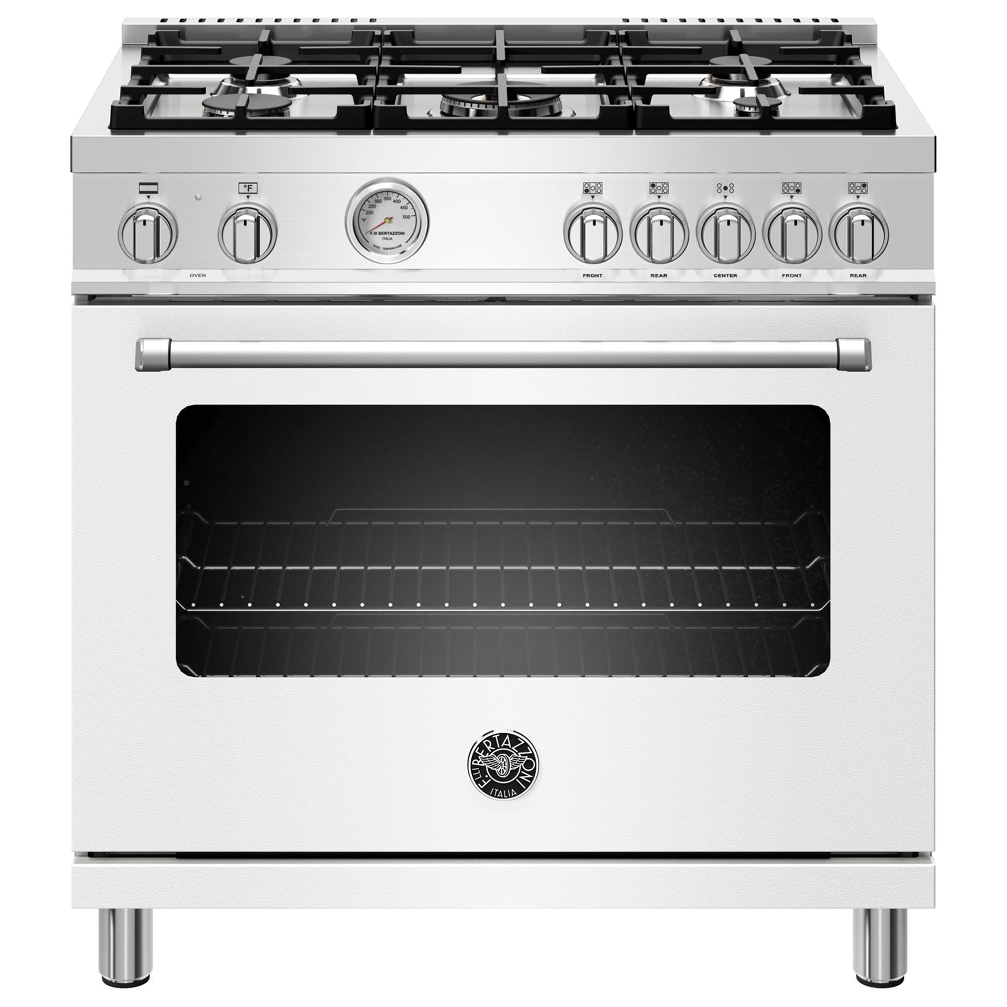 Bertazzoni Master 36" Dual Fuel Range in White Nebraska Furniture Mart