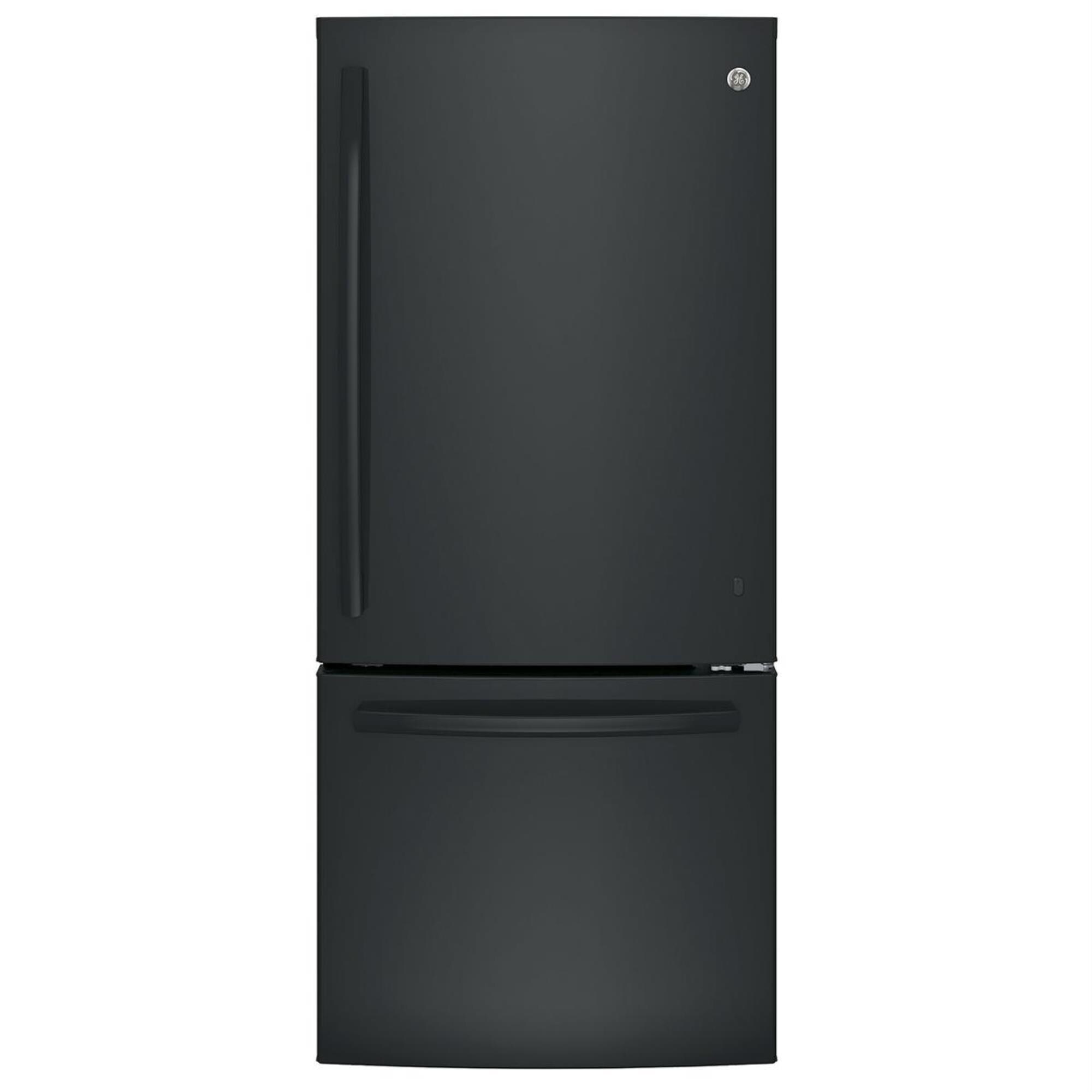 GE Appliances 20.9 Cu. Ft. Bottom Freezer Refrigerator in Black NFM