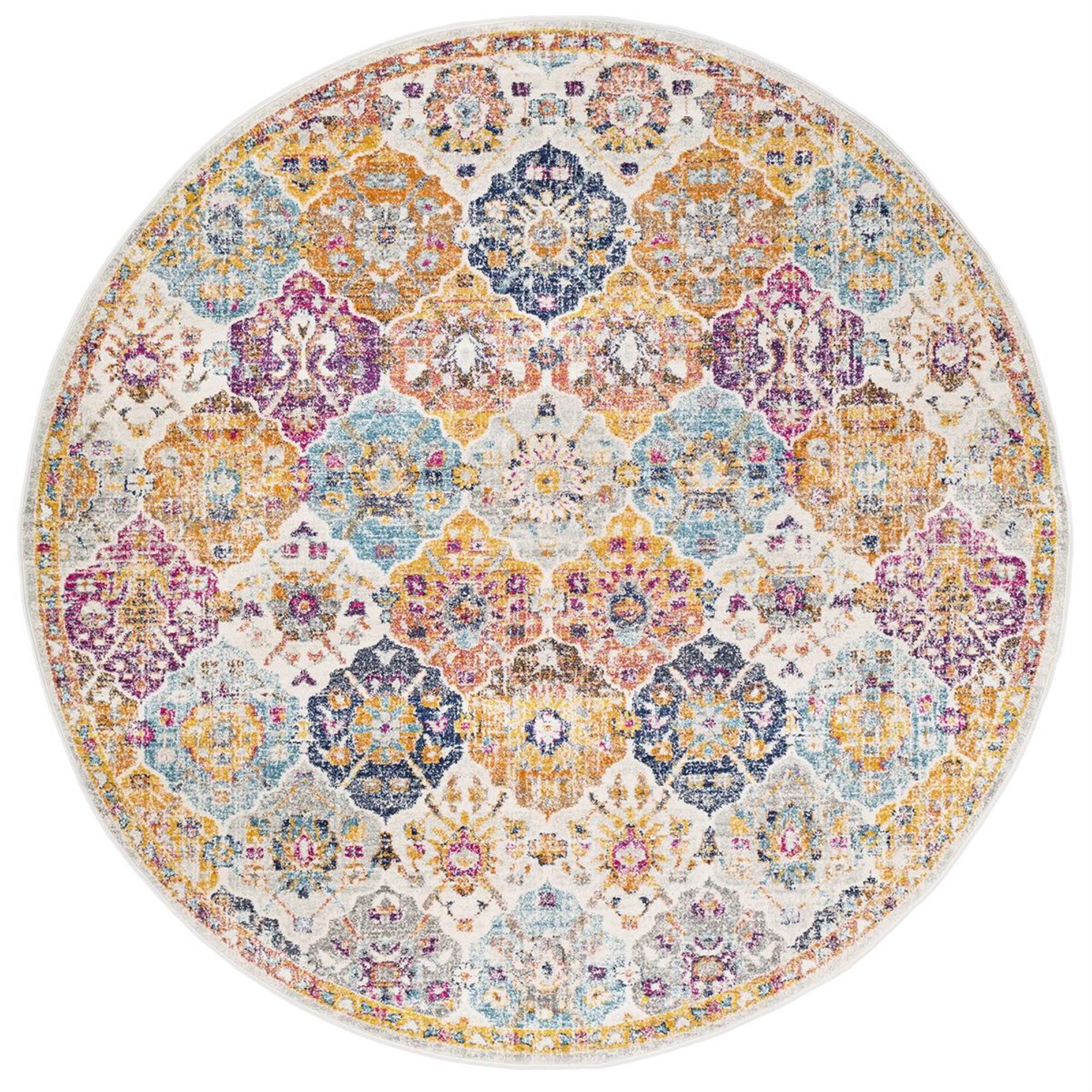 Livabliss Harput HAP-1018 5'3" Round Saffron, Orange and Blue Area Rug ...