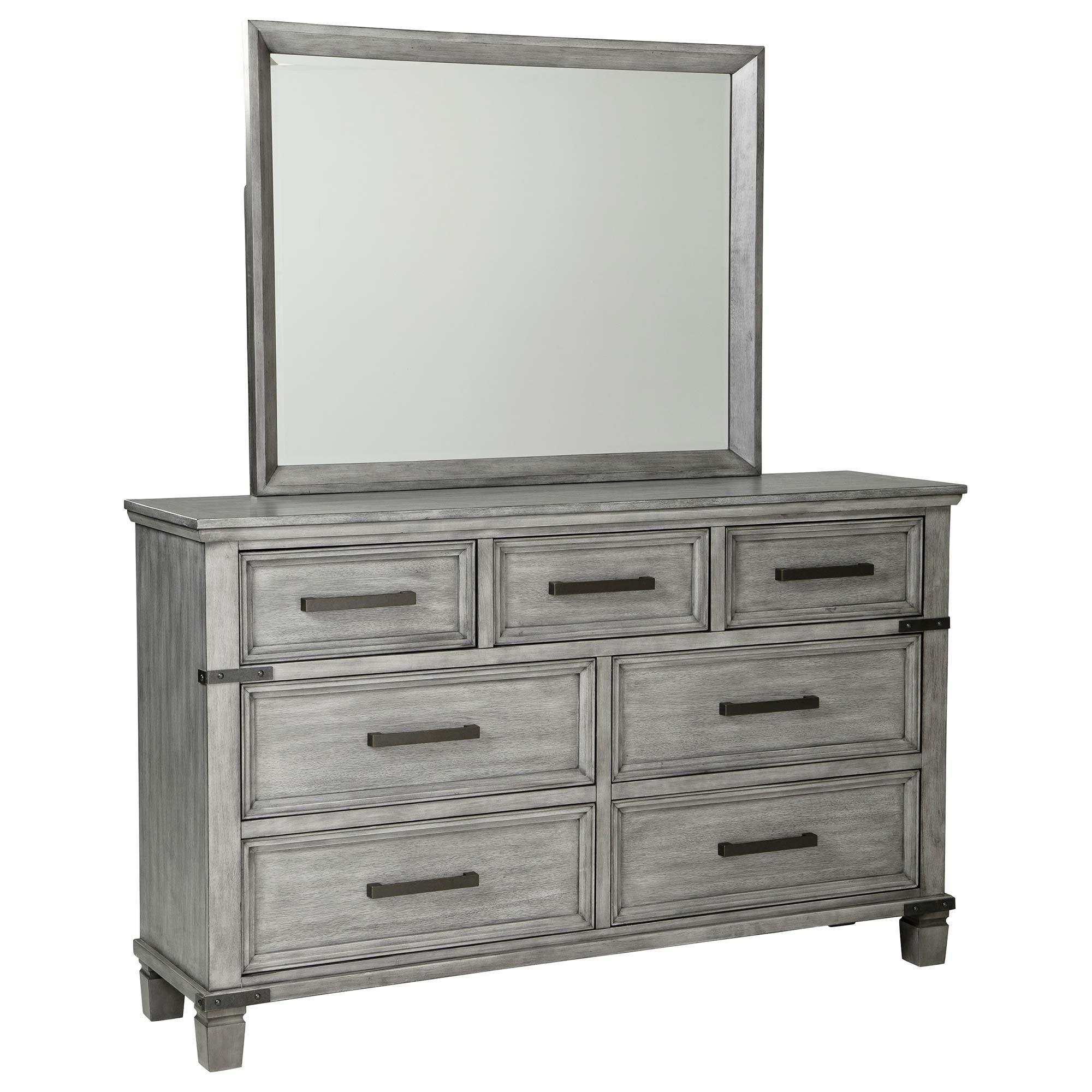 Ashley Russelyn 7 Drawer Dresser and Mirror in Gray