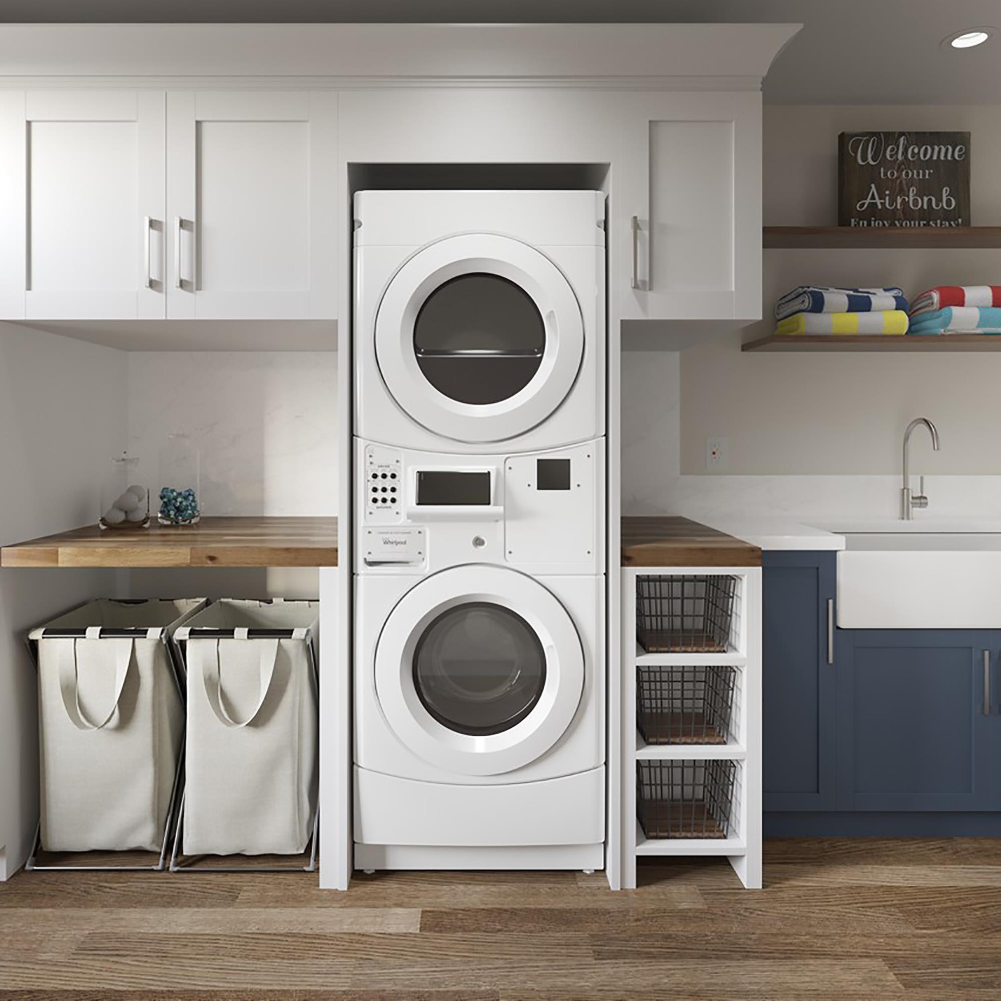 Whirlpool 27 Commercial Gas Stack Washer Dryer In White NFM