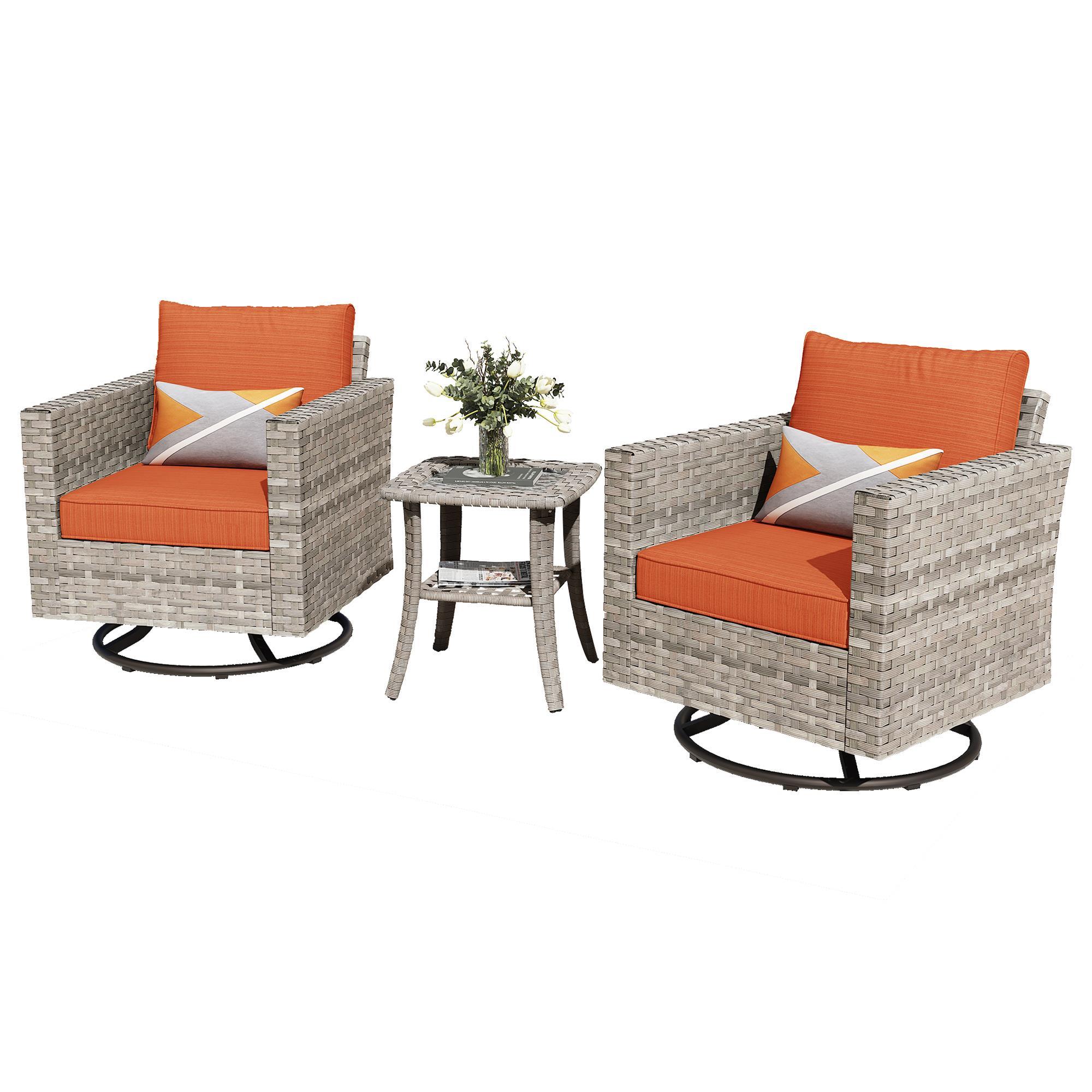 HOMLUX 3-Piece Outdoor Chat Set in Denim Blue